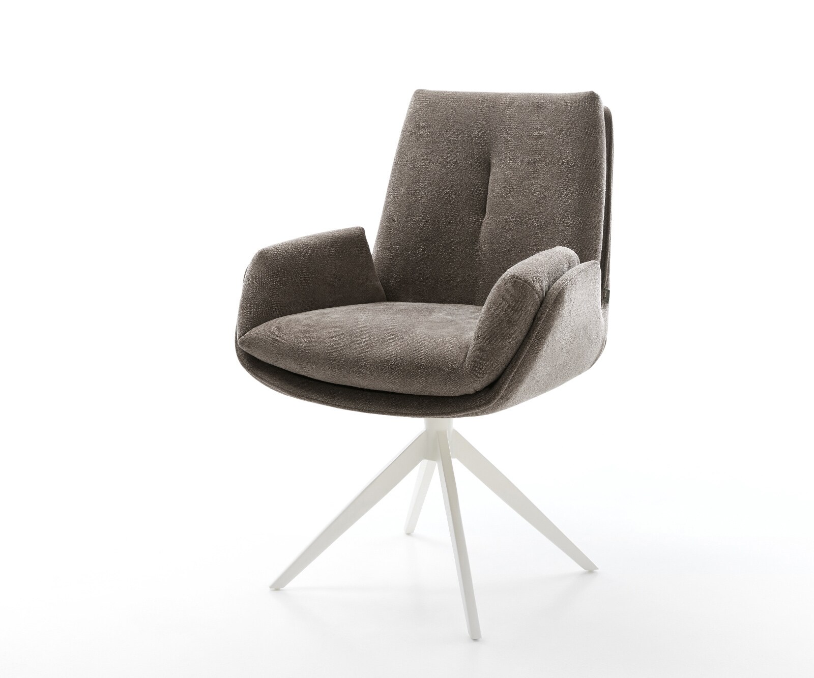 Drehstuhl Clea-Flex Strukturstoff Soft Taupe Kreuzgestell breit Weiß 360° drehbar Wippfunktion 1