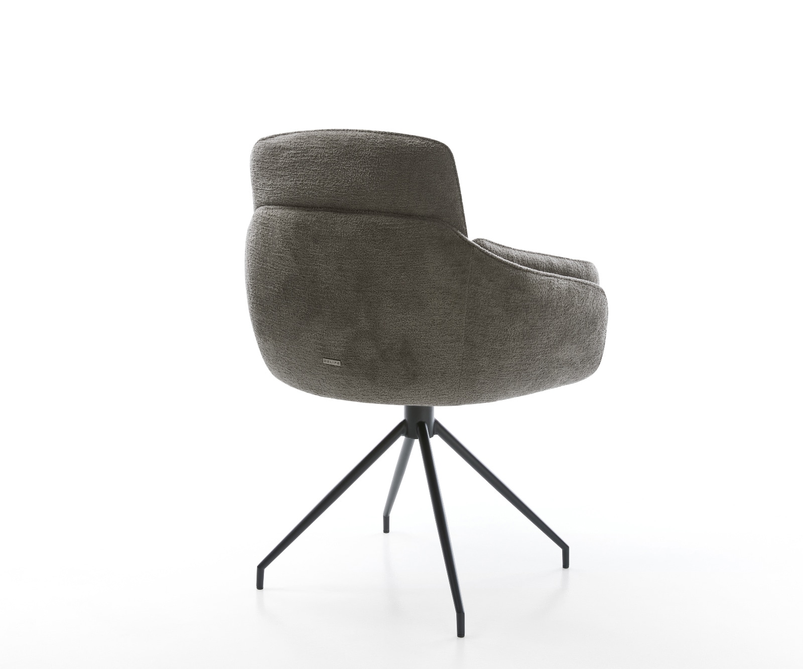 Esszimmerstuhl Luan-Flex mit Armlehnen Bouclé Soft Schlamm Kreuzgestell konisch Schwarz 5