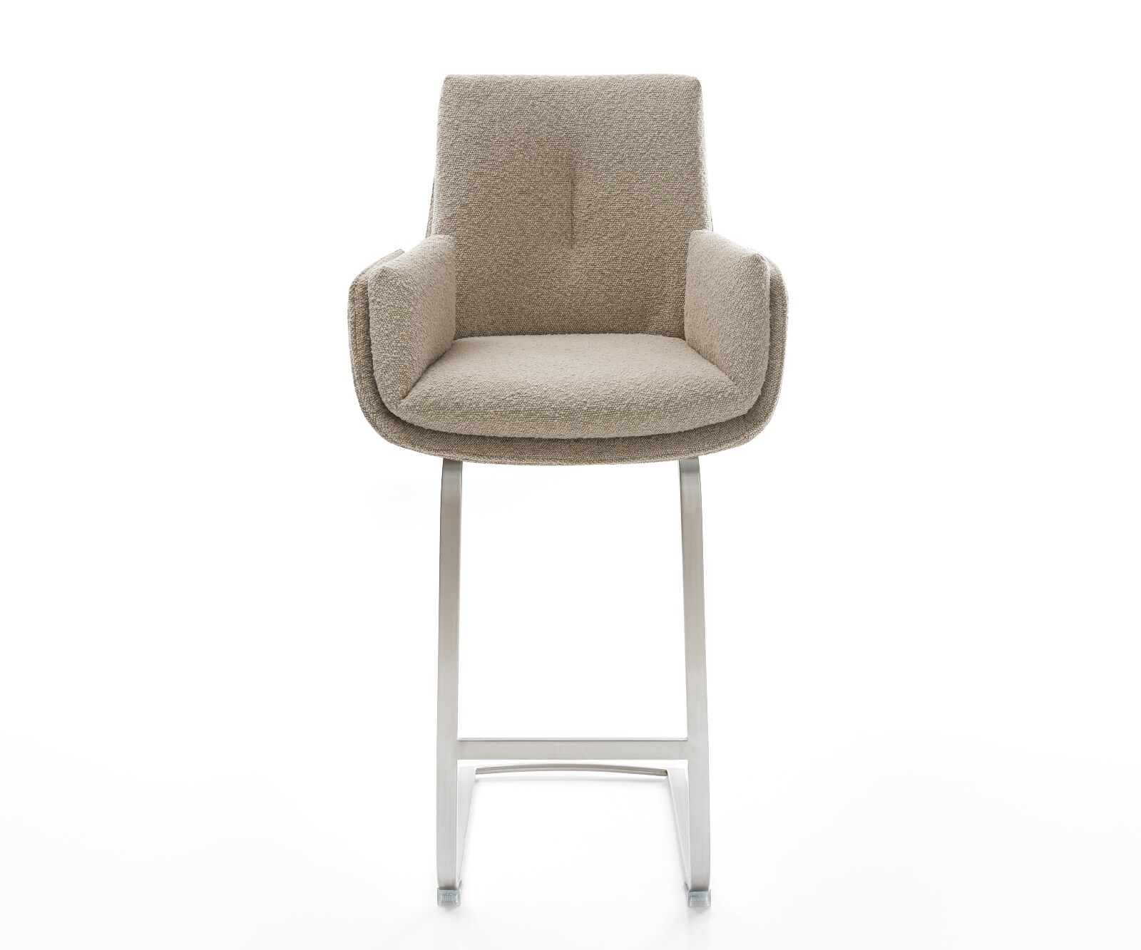 Barstuhl Clea-Flex Bouclé Schlamm Freischwinger Flach Edelstahl Silberfarben 1