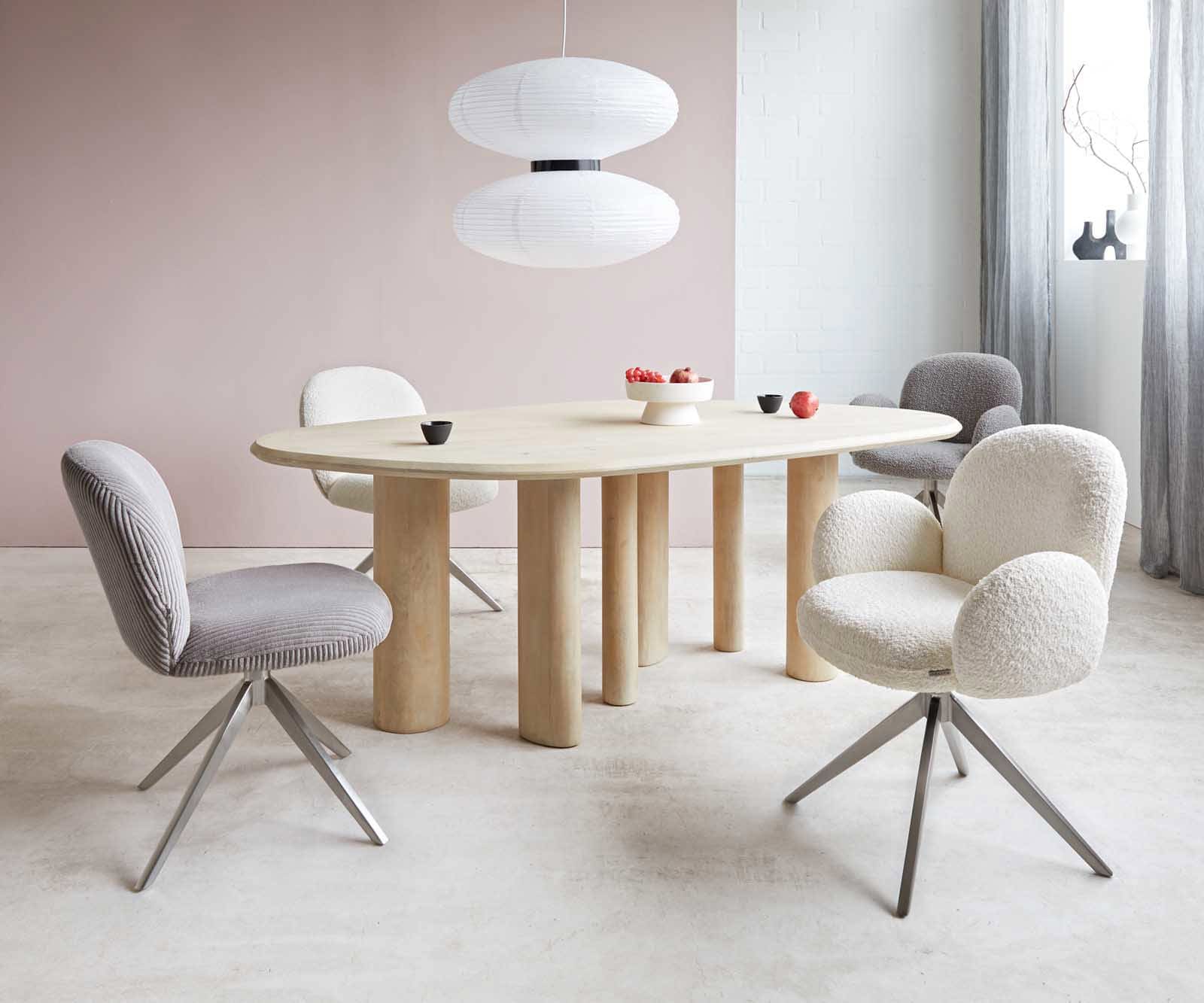 Drehstuhl Nube-Flex mit Armlehnen Bouclé Weiß Kreuzgestell breit Edelstahl 360° drehbar Taschenfederkern 3 Drehstuhl Nube-Flex mit Armlehnen Bouclé Weiß Kreuzgestell breit Edelstahl 360° drehbar Taschenfederkern 3