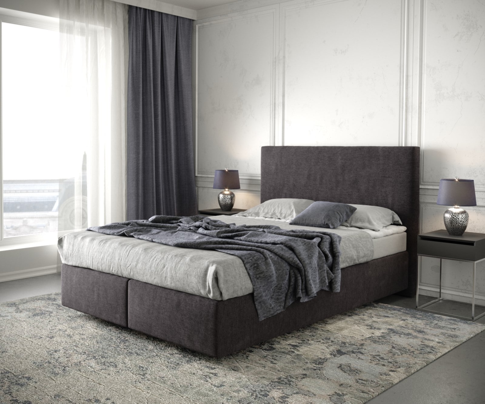 Boxspringbett Dream-Well 140x200 cm Mikrofaser Schwarz mit Matratze und Topper Boxspringbett Dream-Well 140x200 cm Mikrofaser Schwarz mit Matratze und Topper