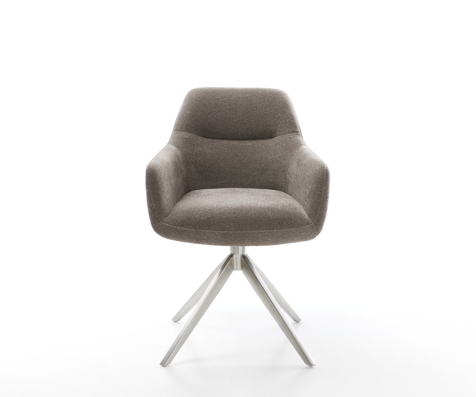 Drehstuhl Pejo-Flex Strukturstoff Soft Taupe Kreuzgestell breit Edelstahl 360° drehbar Wippfunktion Taschenfederkern 1