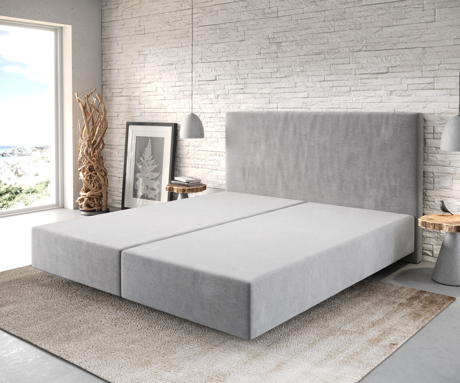 Boxspringgestell Dream-Well 180x200 cm Mikrofaser Grau 1