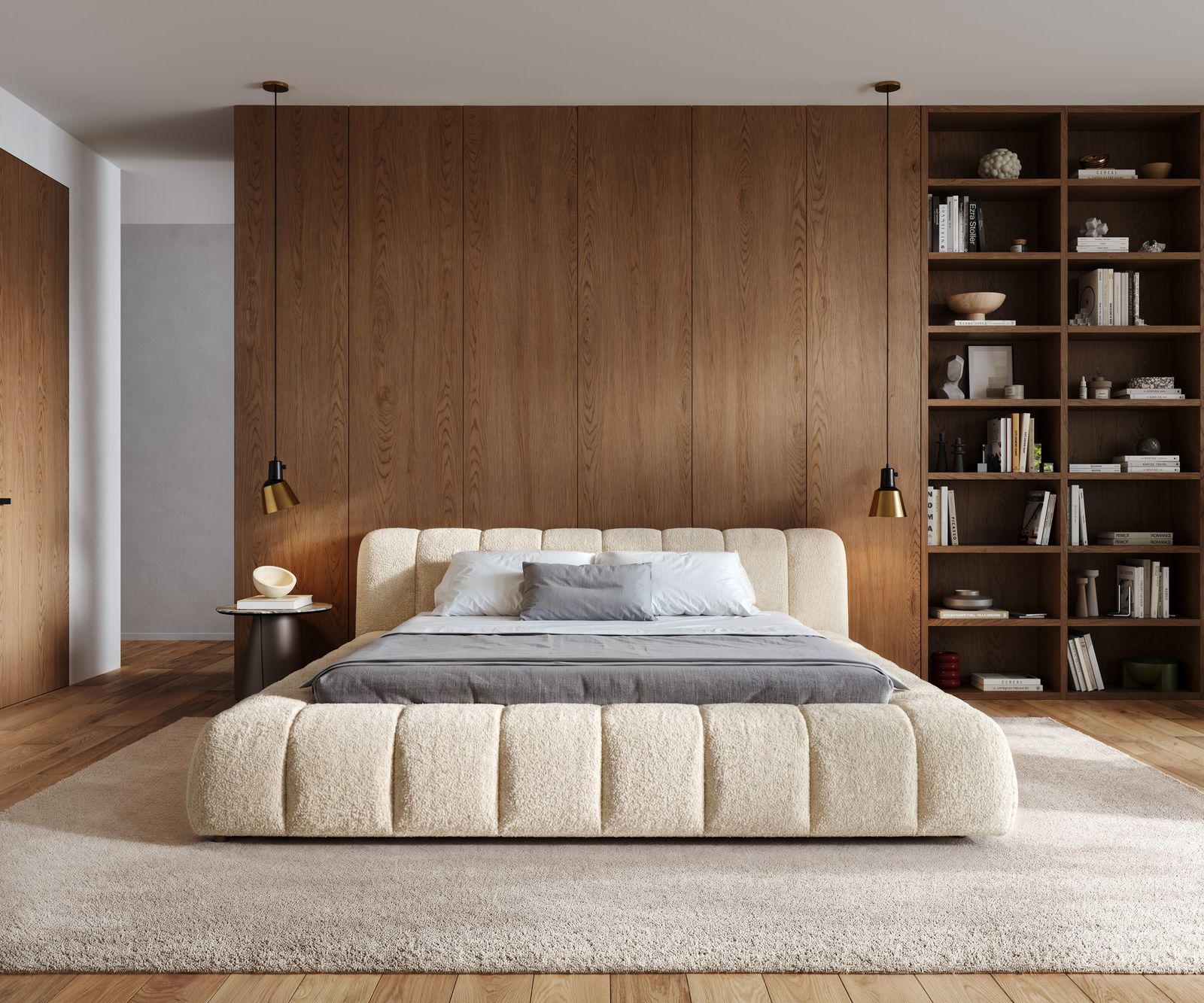 Polsterbettgestell Cutio 180x200 cm Teddystoff Beige 1