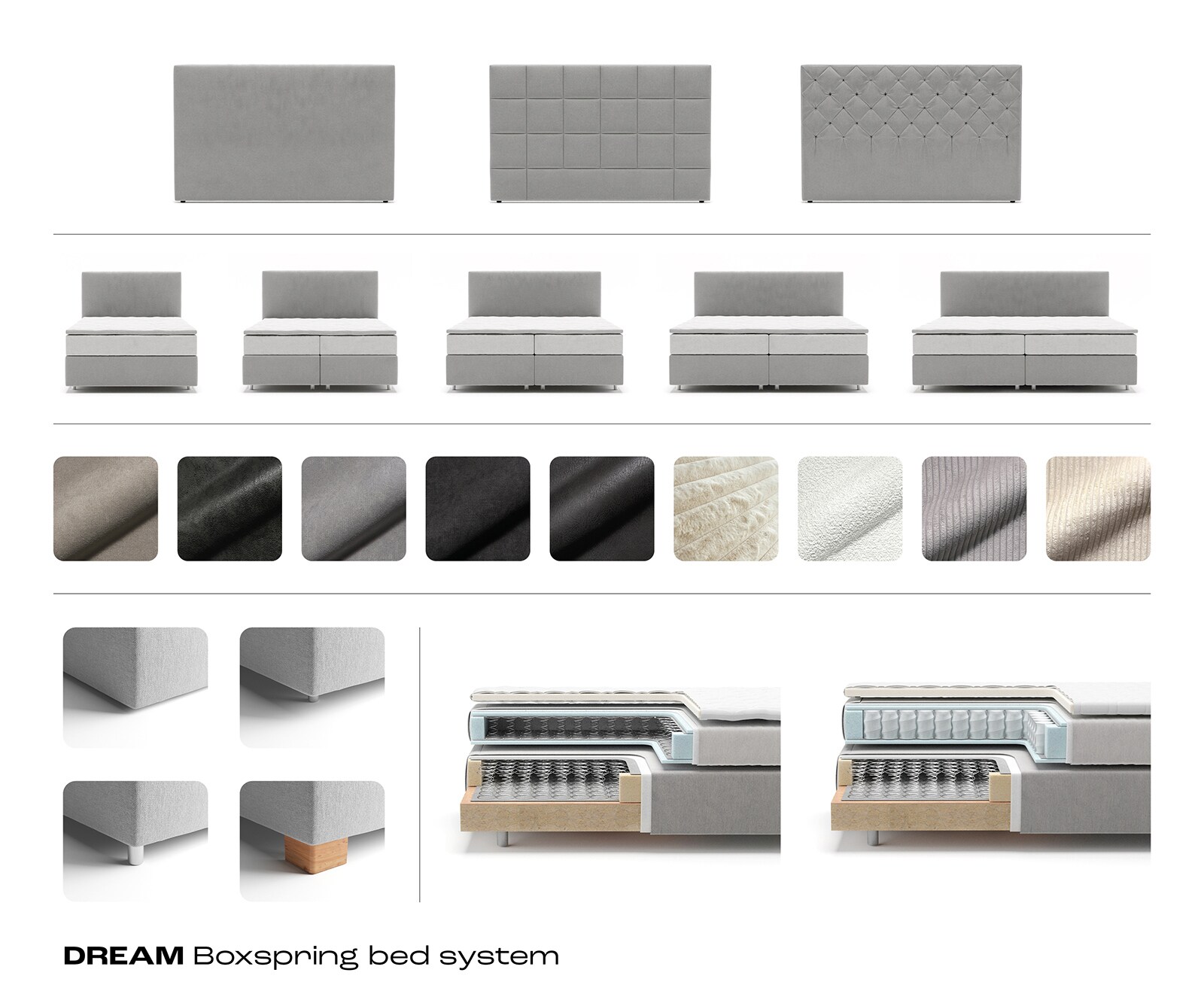 Boxspringgestell Dream-Great Mikrofaser Grau 120x200 cm 6