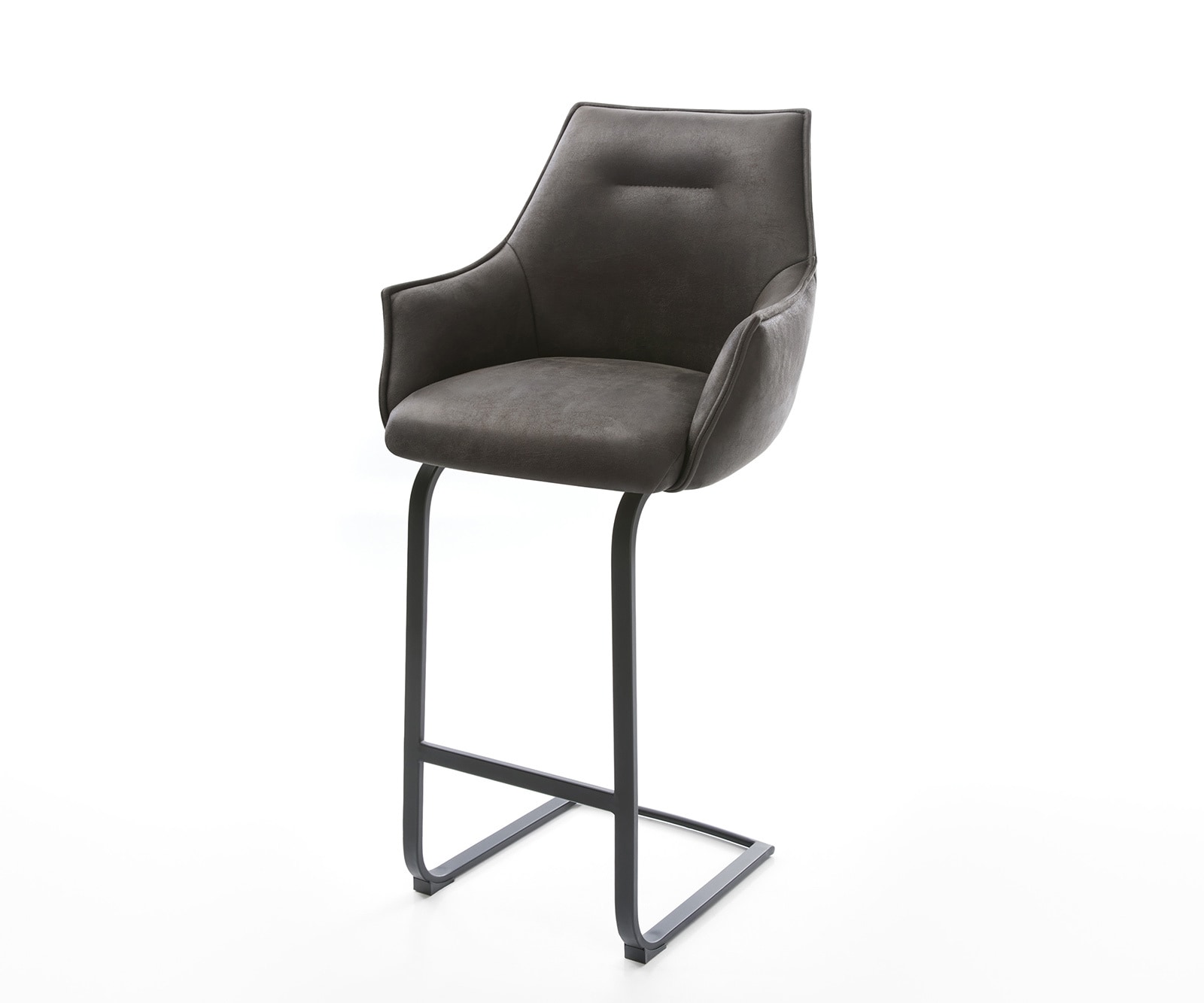 Barstuhl Alja-Flex Mikrofaser Anthrazit Vintage Freischwinger flach Metall Schwarz Taschenfederkern