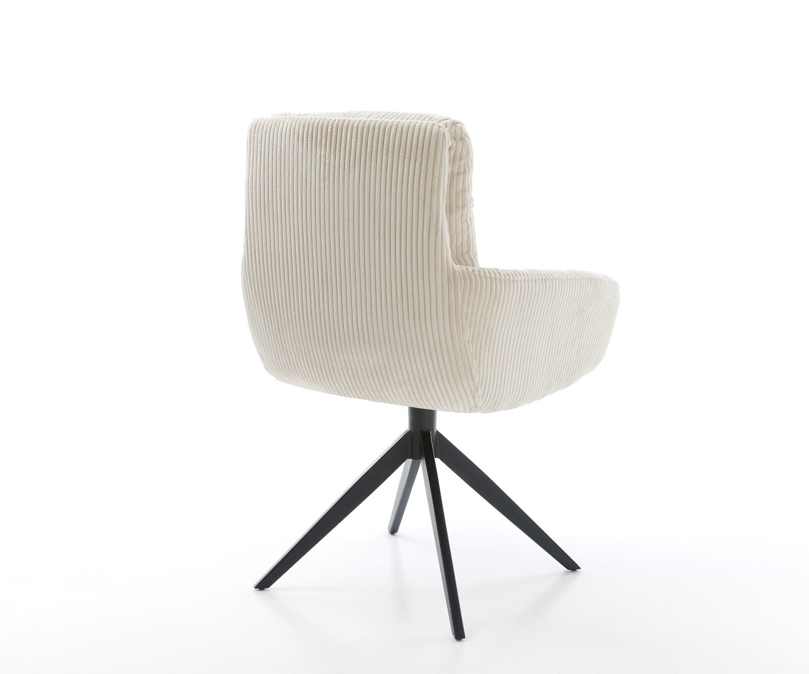 Esszimmerstuhl Abelia-Flex mit Armlehnen Cord Beige Kreuzgestell breit Schwarz 4