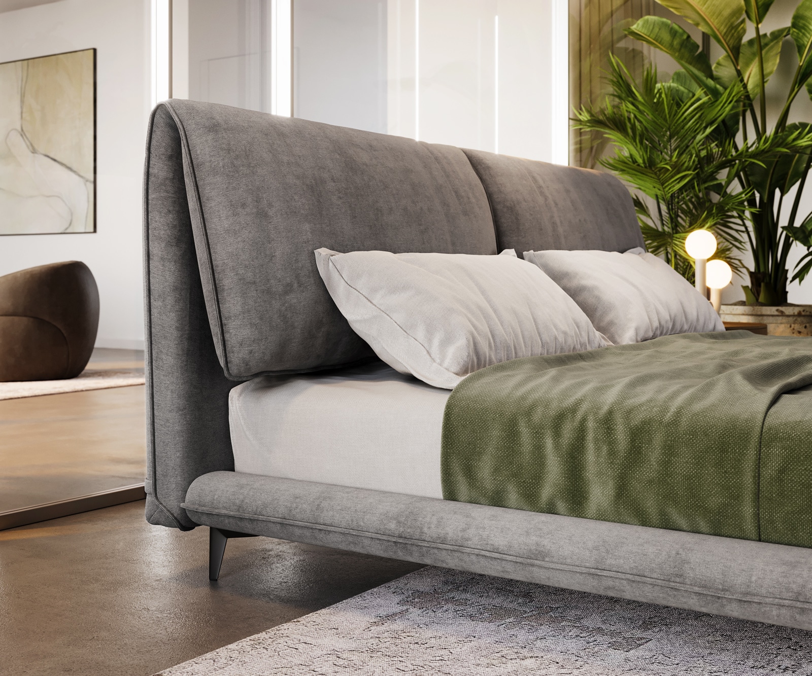 Polsterbettgestell Cusino 180x200 cm Mikrofaser Grau 4 Polsterbettgestell Cusino 180x200 cm Mikrofaser Grau 4