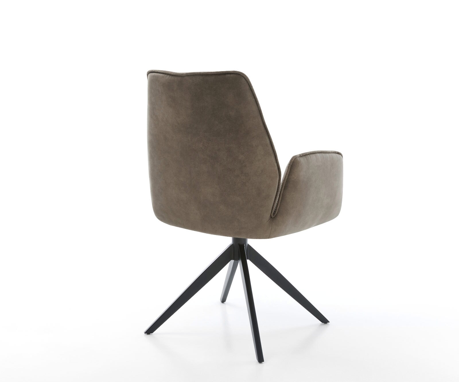 Drehstuhl Zoa-Flex Mikrofaser Taupe Vintage Kreuzgestell breit Schwarz 360° drehbar Wippfunktion Taschenfederkern 4