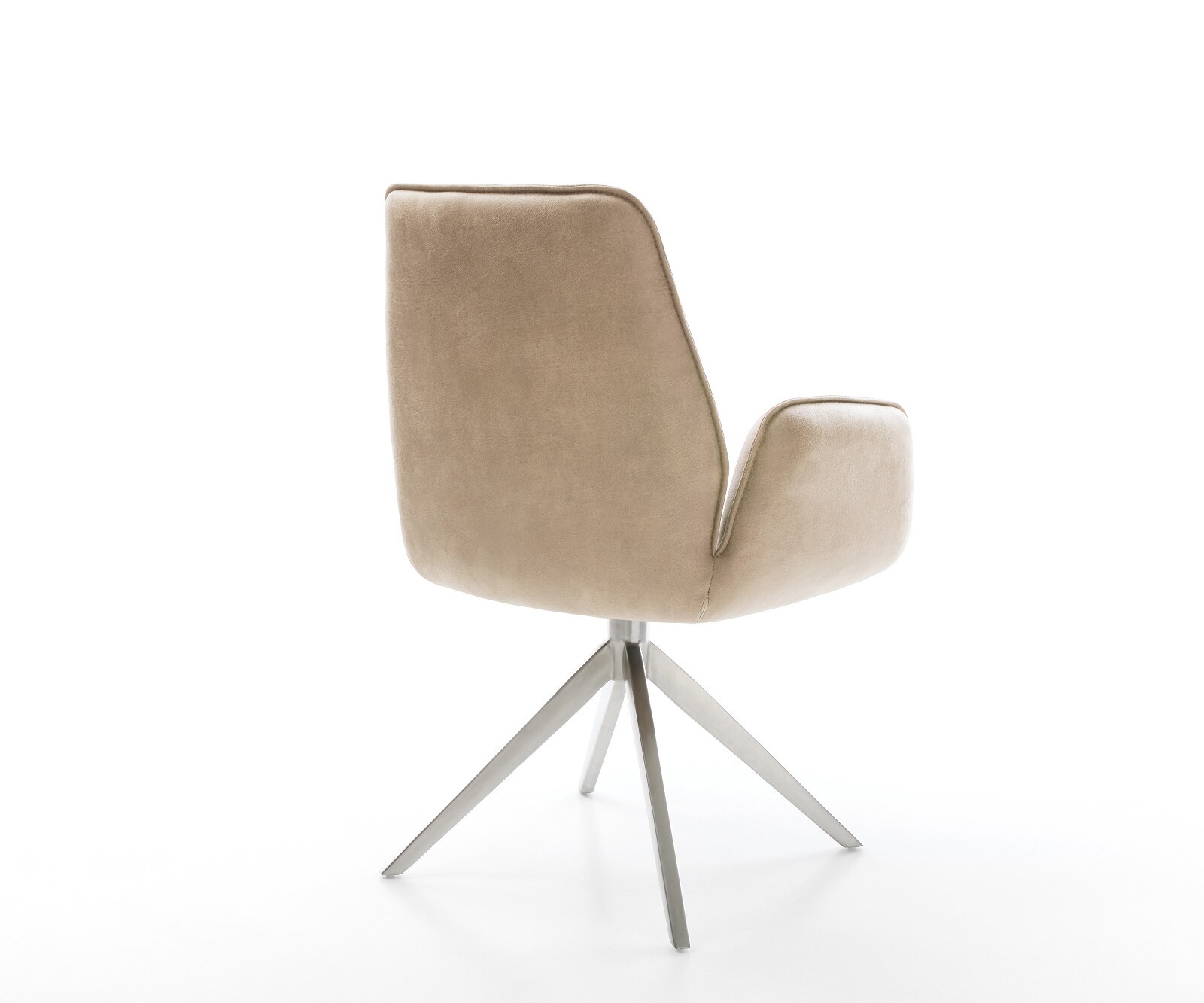 Drehstuhl Zoa-Flex Mikrofaser Beige Vintage Kreuzgestell breit Edelstahl 360° drehbar Wippfunktion Taschenfederkern 5