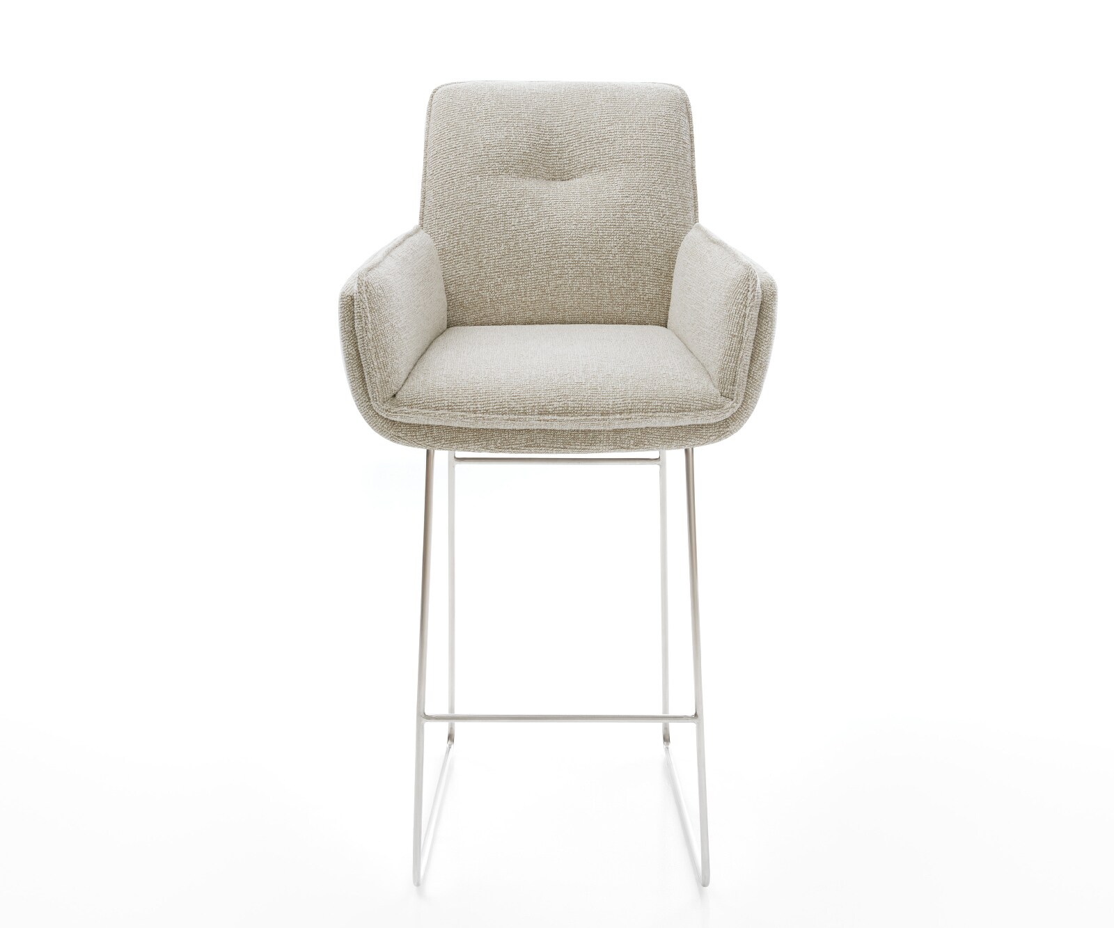 Barstuhl Nela-Flex Webstoff Soft Beige Kufengestell Edelstahl Silberfarben 1