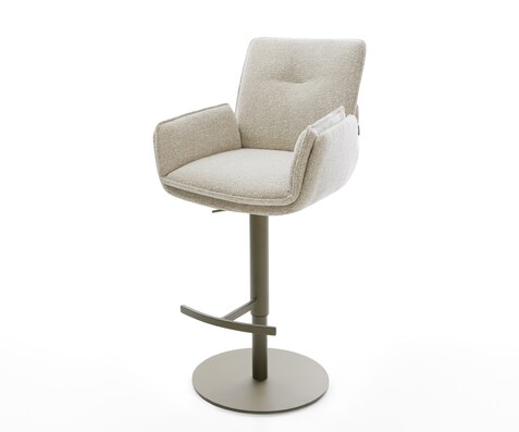 Barstuhl Nela-Flex Webstoff Soft Beige Drehfuß höhenverstellbar Metall Titanfarben