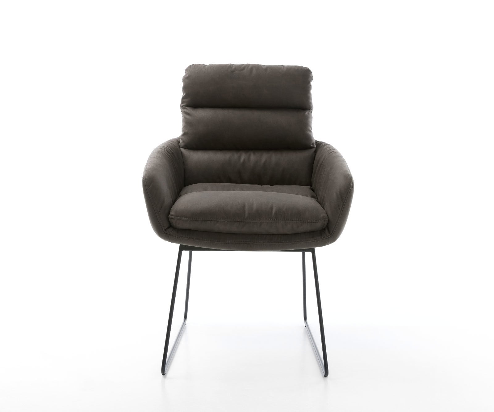 Esszimmerstuhl Abelia-Flex mit Armlehnen Mikrofaser Anthrazit Vintage Kufengestell Schwarz 2