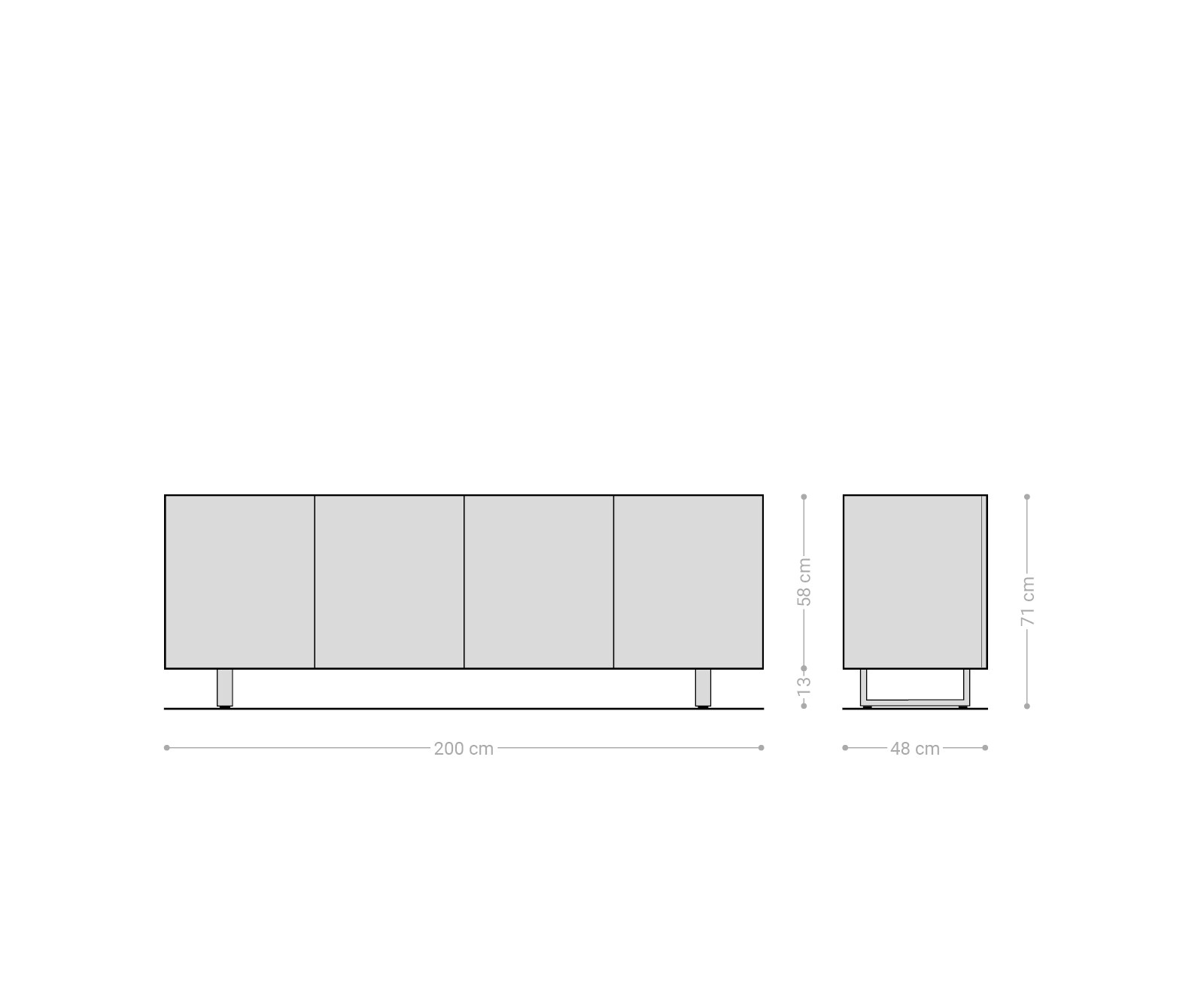 Sideboard Ashara 200 cm Esche Dunkelbraun 3D Effekt 4 Türen Kufe Metall Schwarz 6
