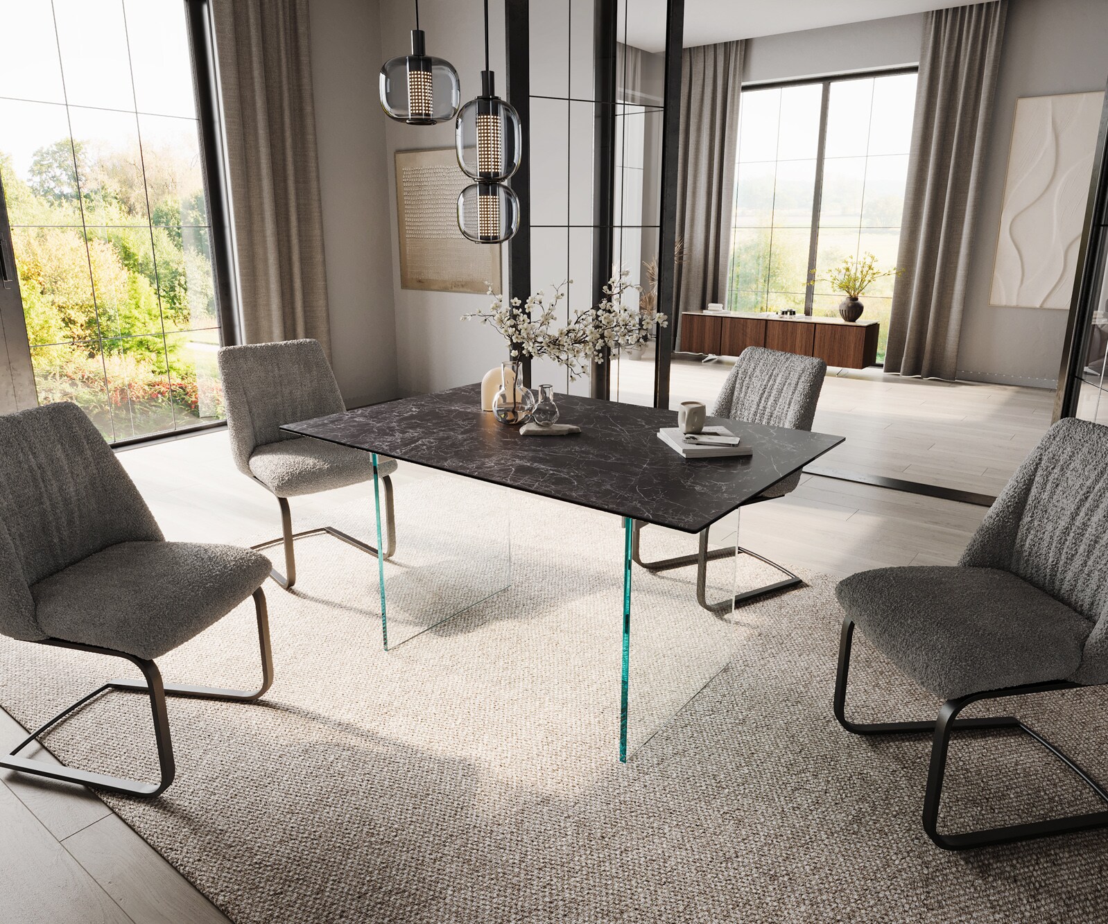 Esstisch Edge 140x90 Keramik Laminam®Nero Greco Anthrazit Gestell Glas 4 Esstisch Edge 140x90 Keramik Laminam®Nero Greco Anthrazit Gestell Glas 4