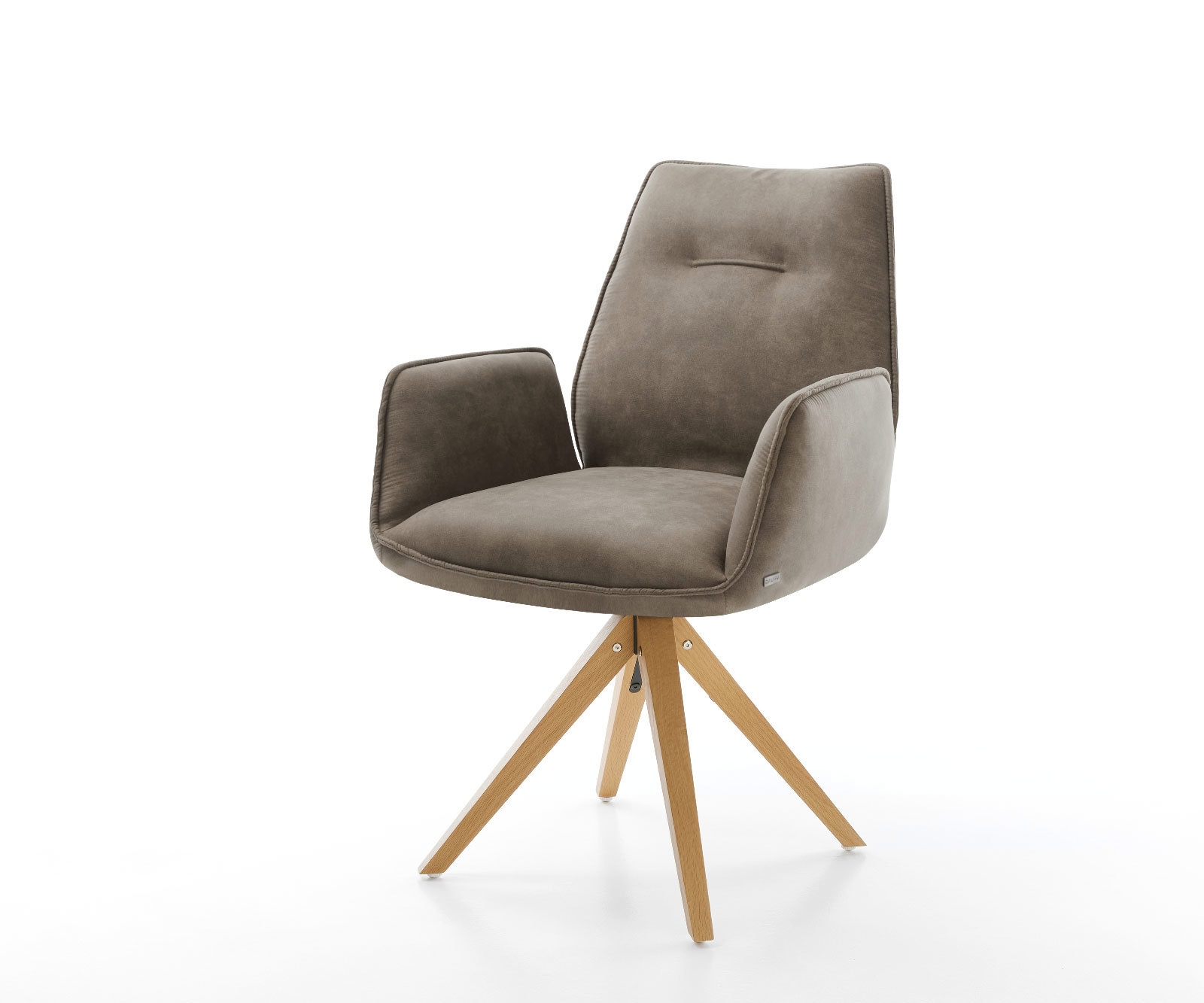 Esszimmerstuhl Zoa-Flex Mikrofaser Taupe Vintage Holzgestell kantig Natur 360° drehbar Taschenfederkern