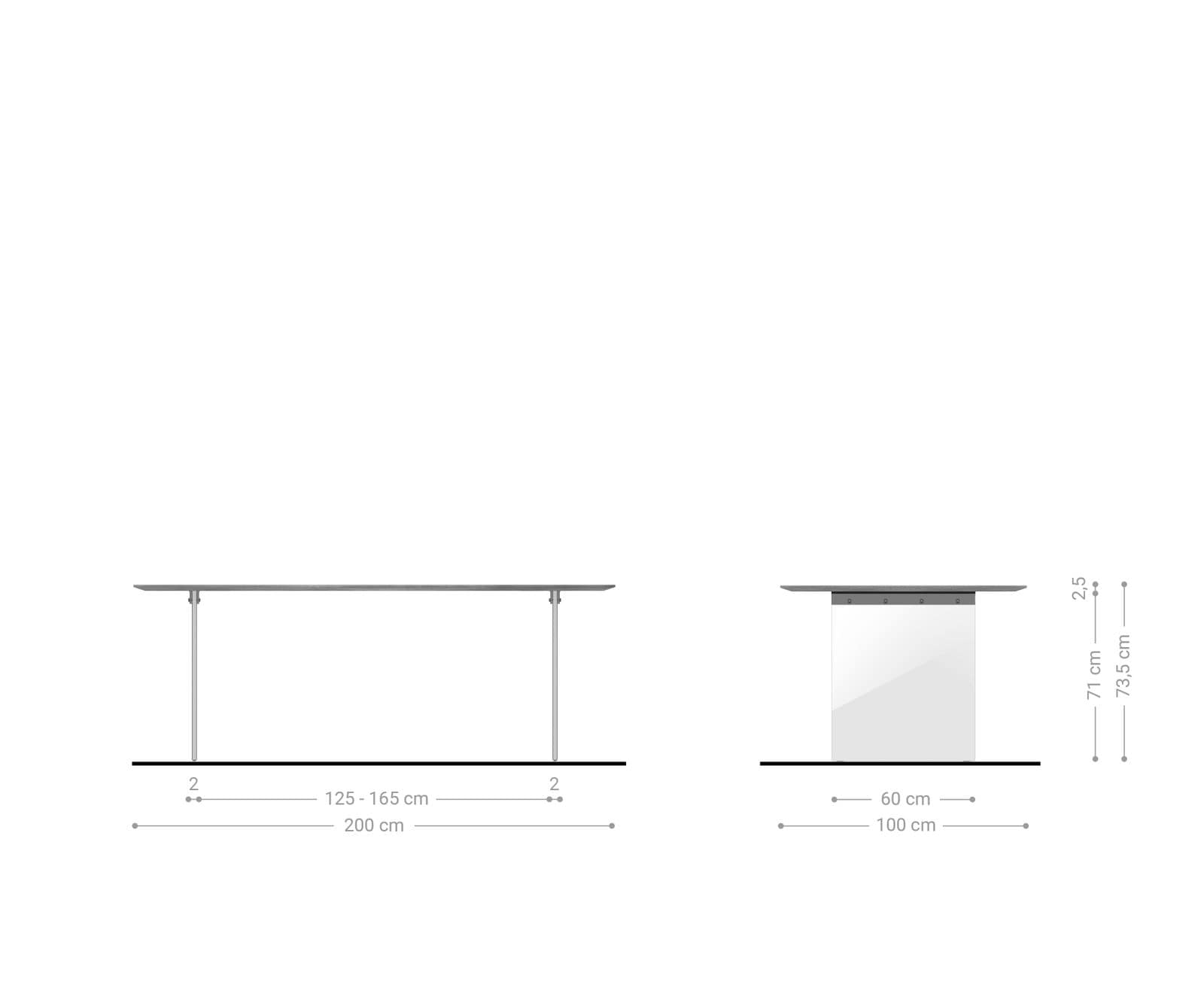 Esstisch Edge 200x100 cm Akazie Natur Gestell Glas Schweizer Kante 4 Esstisch Edge 200x100 cm Akazie Natur Gestell Glas Schweizer Kante 4