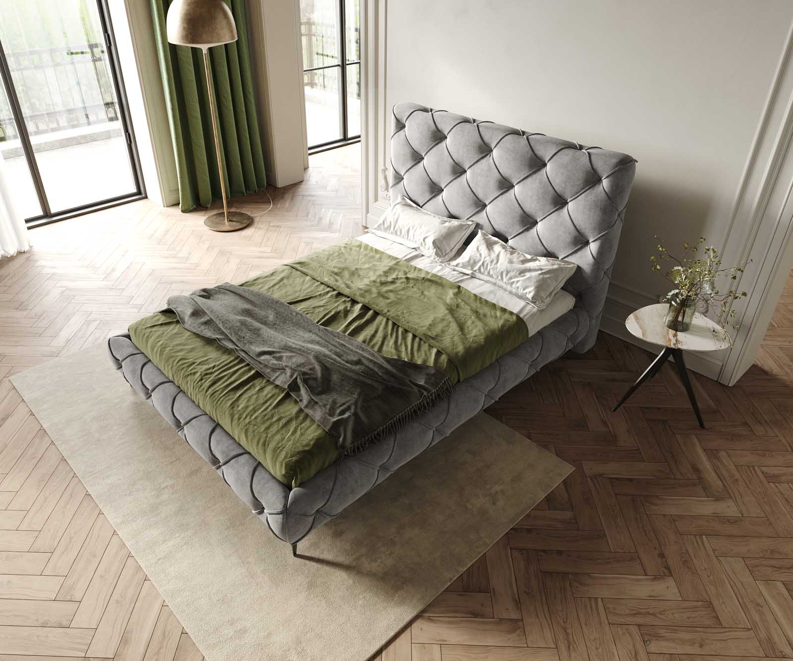Polsterbettgestell Nayara 140x200 cm Mikrofaser Grau 3