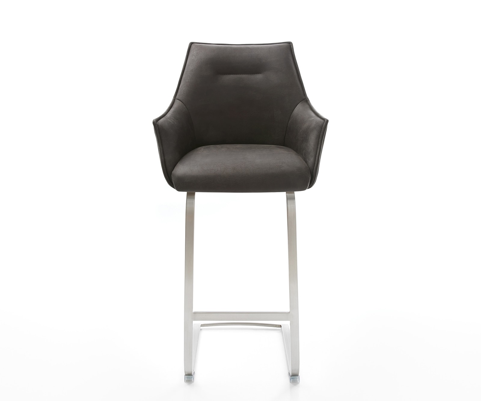 Barstuhl Alja-Flex Mikrofaser Anthrazit Vintage Freischwinger flach Edelstahl Taschenfederkern 2