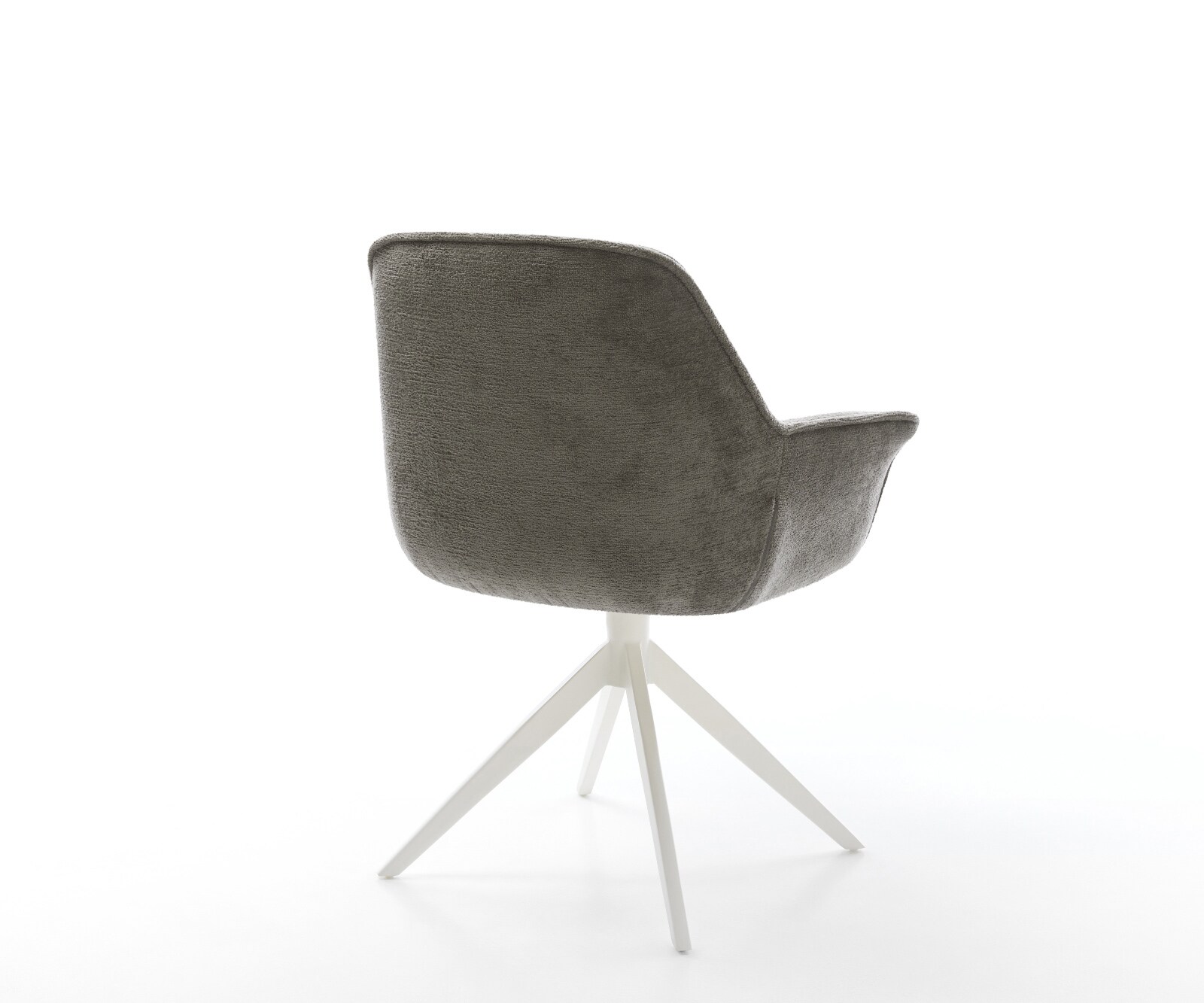 Drehstuhl Keila-Flex mit Armlehnen Bouclé Soft Schlamm Kreuzgestell breit Weiß 360° drehbar Wippfunktion 5