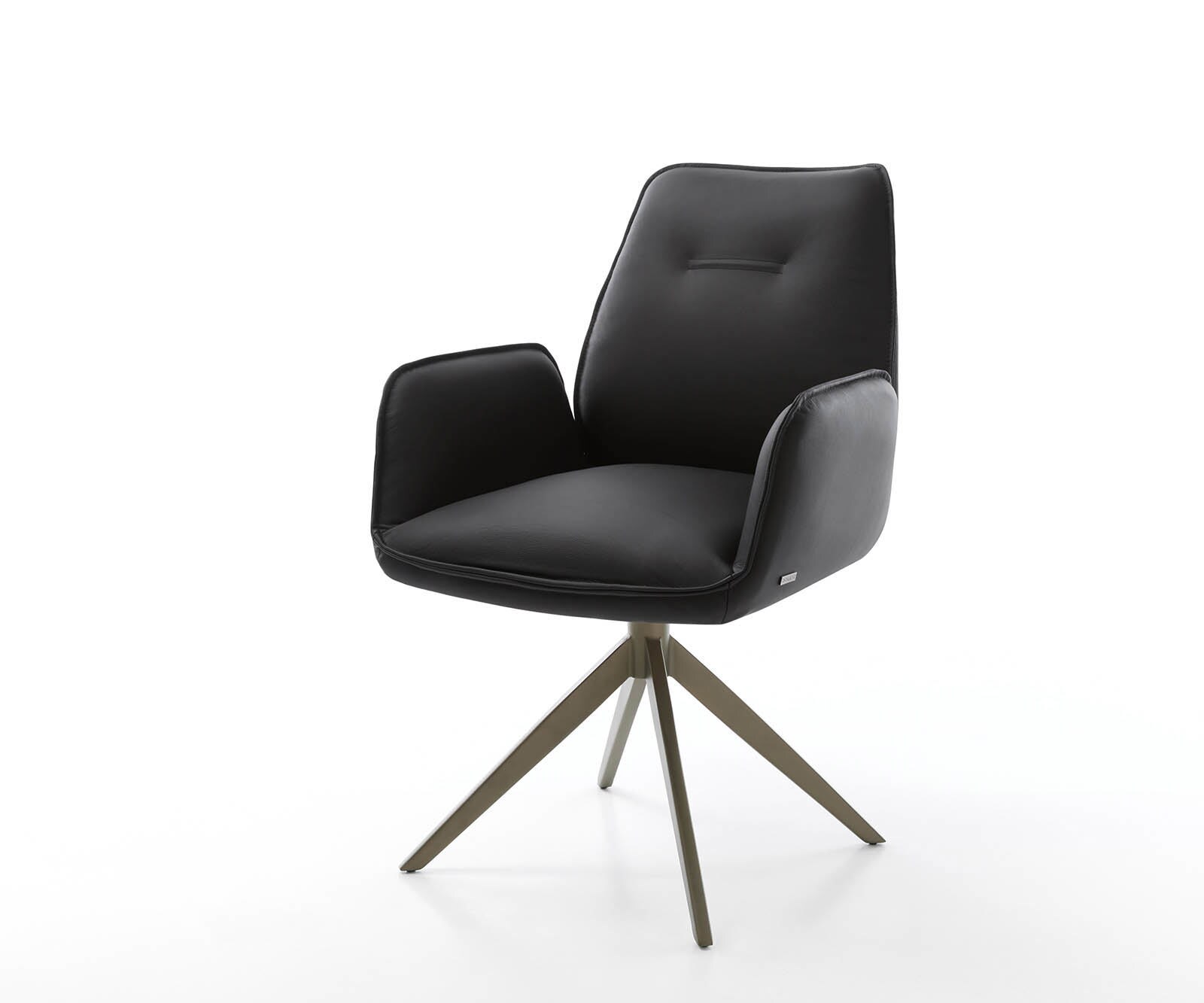 Drehstuhl Zoa-Flex Echt-Leder Schwarz Kreuzgestell breit Effektfinish Titan günstig online kaufen