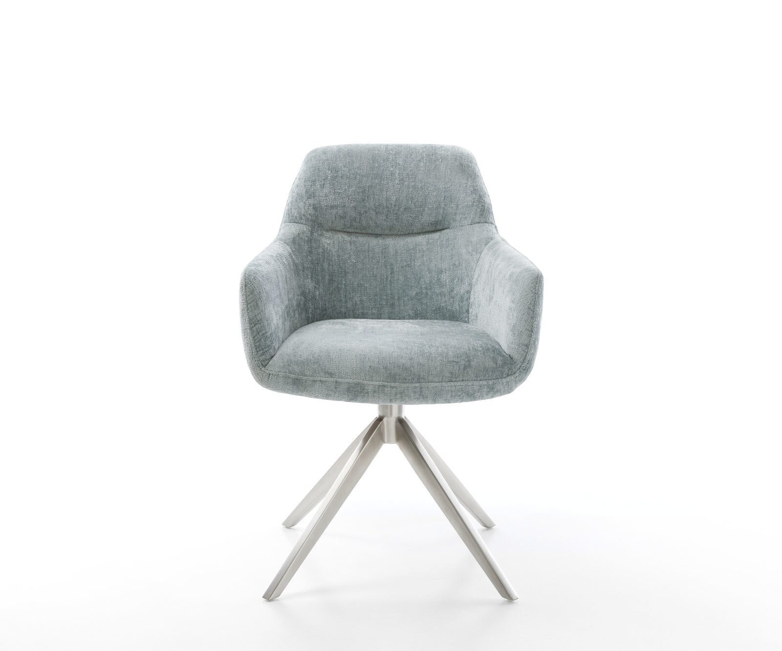 Drehstuhl Pejo-Flex Chenille Pastellblau Kreuzgestell breit Edelstahl 360° drehbar Wippfunktion Taschenfederkern 1