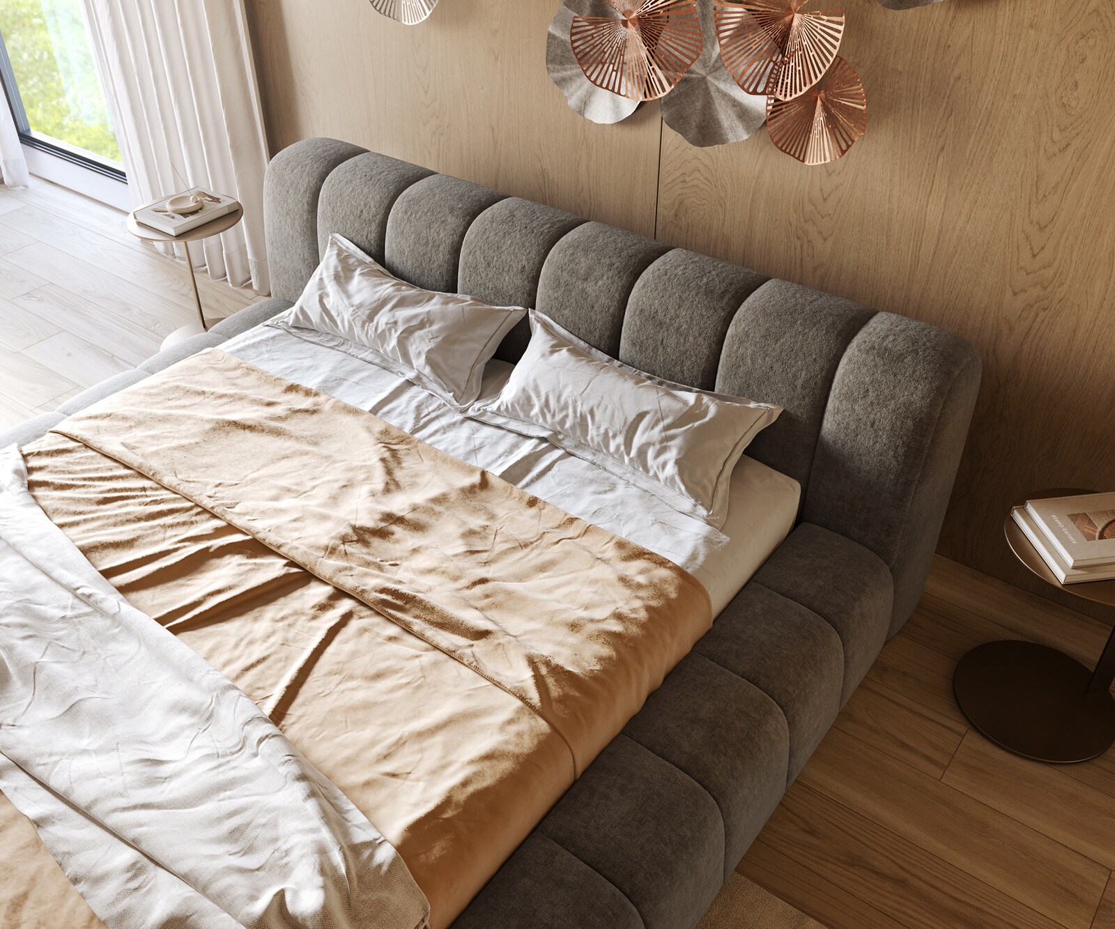 Polsterbettgestell Cutio 180x200 cm Bouclé Soft Schlamm 4