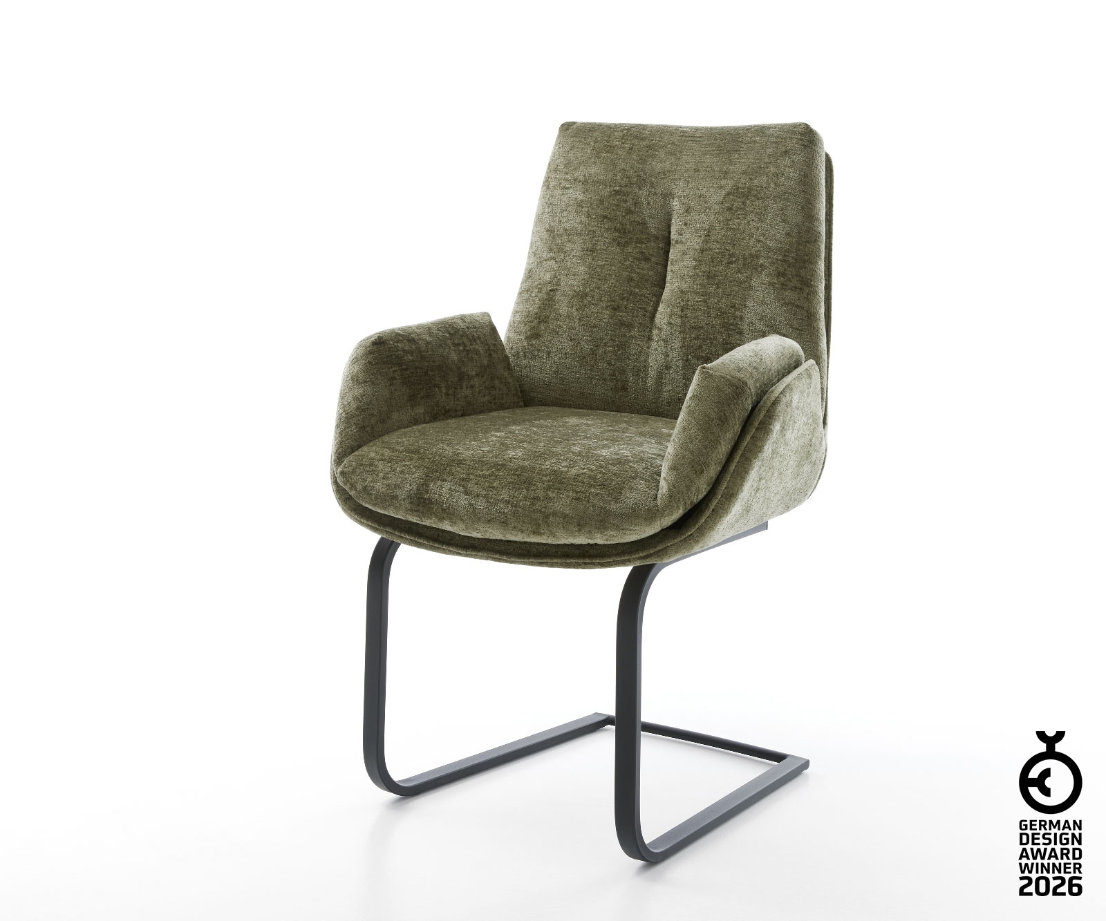 Freischwinger Clea-Flex Chenille Olive Freischwinger flach Schwarz