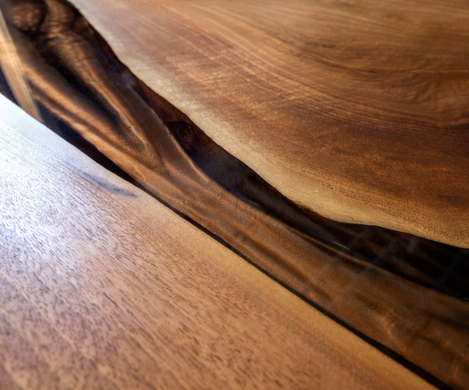 Tischplatte Walnuss Natur 200 cm Epoxid braun Metallic Unikat Nr. 32335 2
