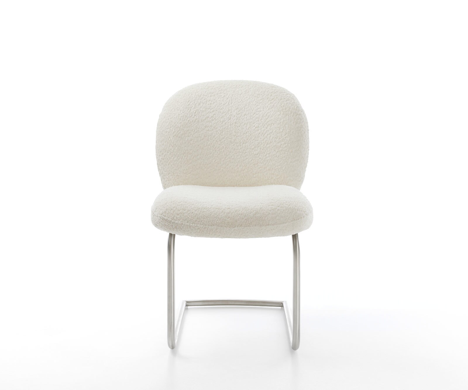 Freischwinger Nube-Flex Bouclé Weiß Freischwinger rund Edelstahl Taschenfederkern 1