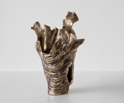 Vase Corallo B37 x T18 x H48 cm Aluminium Oro Antico Handgemacht