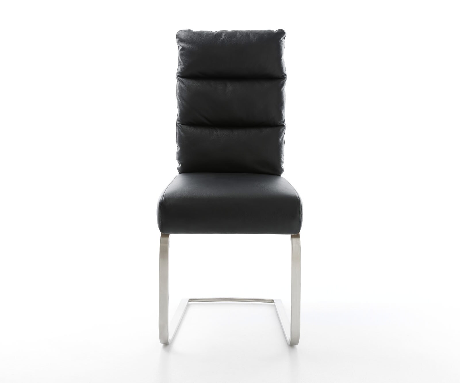 Freischwinger Pela-Flex Echt-Leder Schwarz Freischwinger flach Edelstahl Taschenfederkern 1