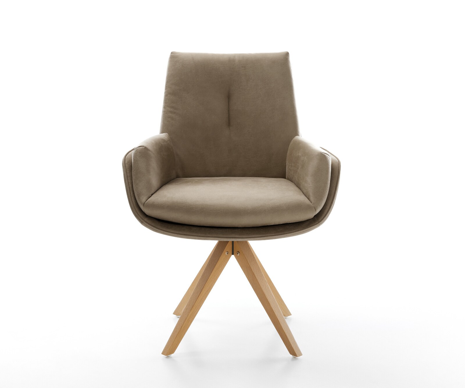 Drehstuhl Clea-Flex Mikrofaser Beige Vintage Holzgestell kantig Natur 180° drehbar 1