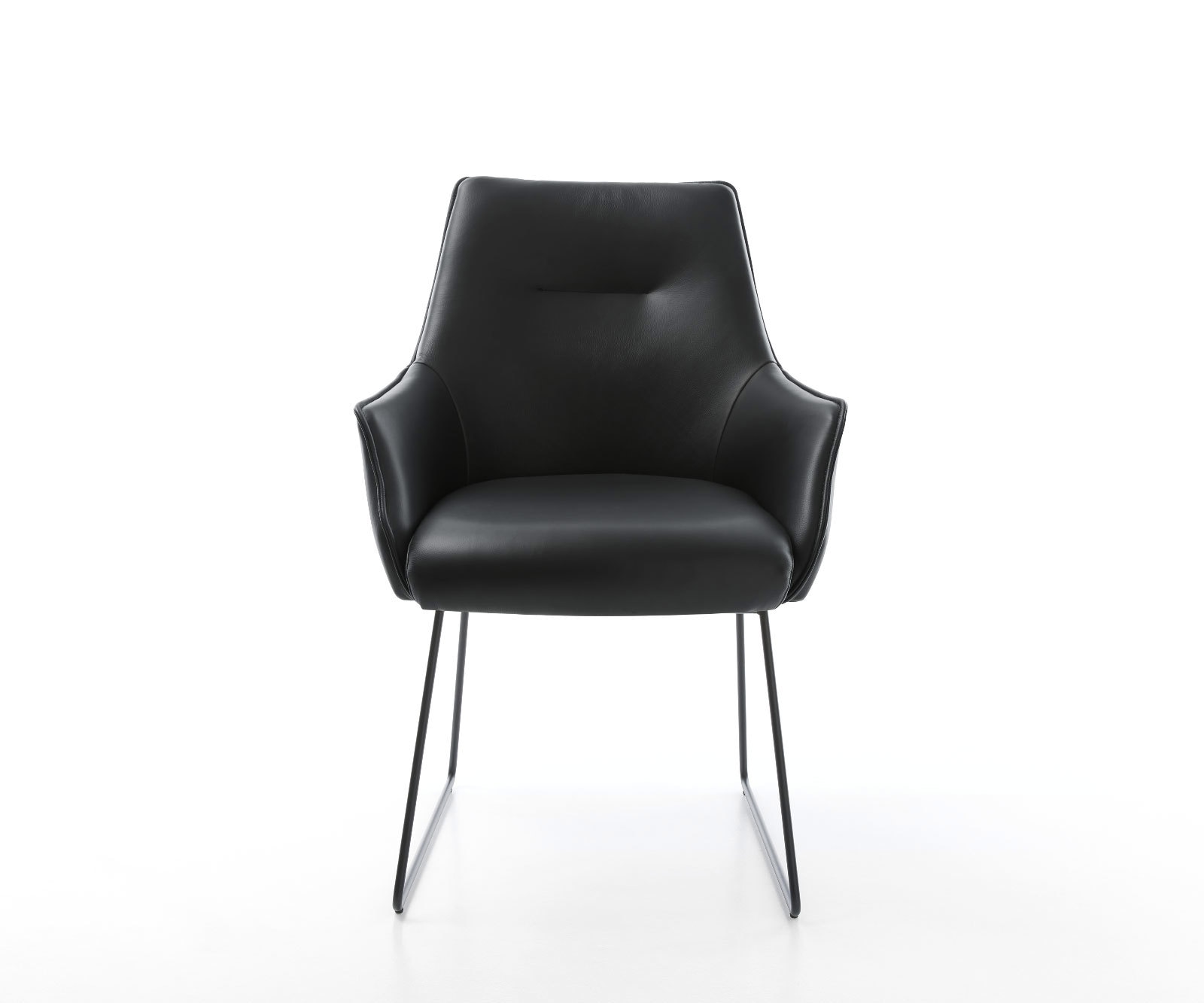 Esszimmerstuhl Alja-Flex mit Armlehnen Echt-Leder Schwarz Kufengestell Schwarz Taschenfederkern 1 Esszimmerstuhl Alja-Flex mit Armlehnen Echt-Leder Schwarz Kufengestell Schwarz Taschenfederkern 1