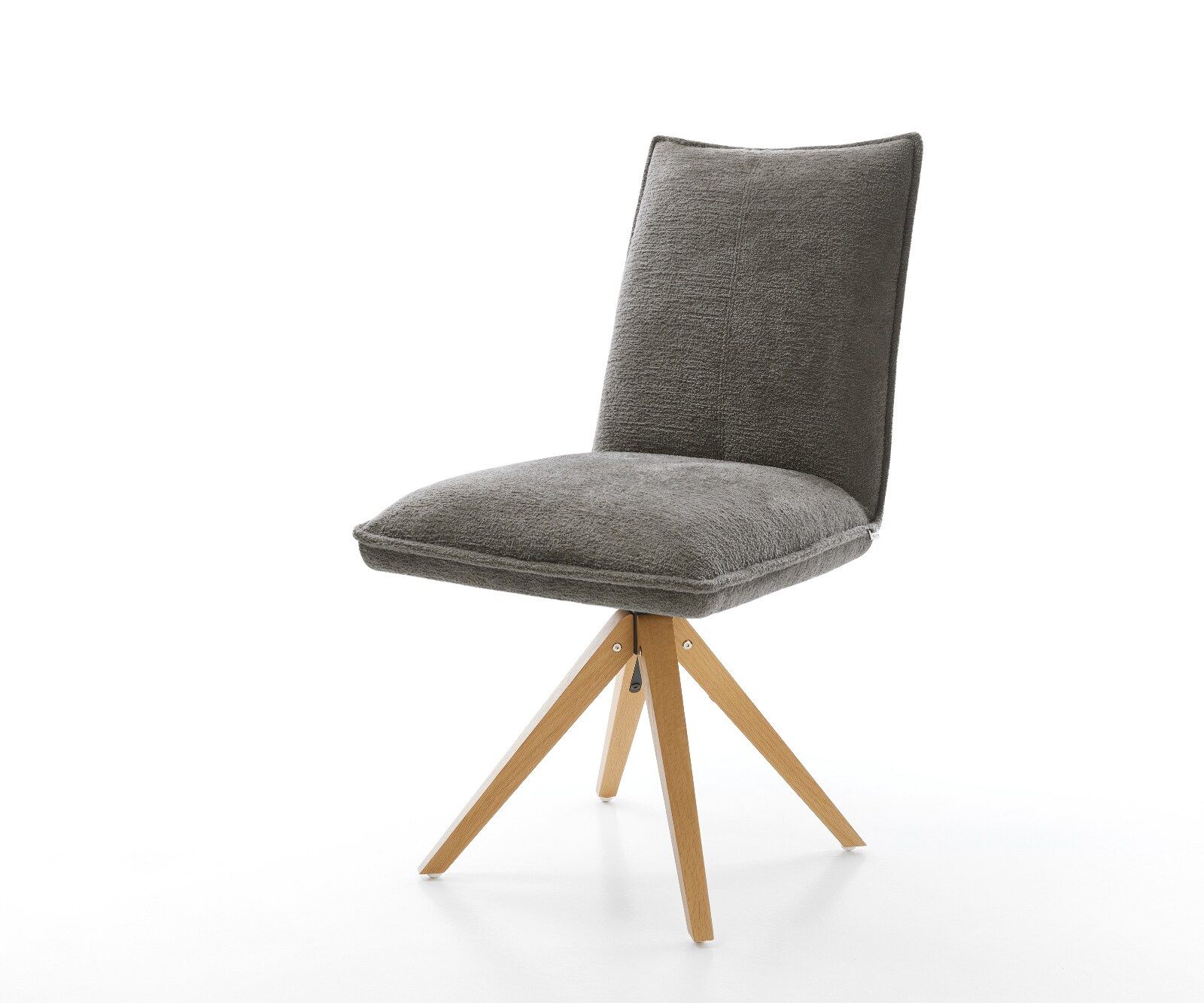 Drehstuhl Lelio-Flex Bouclé Soft Schlamm Holzgestell kantig Natur 180° dreh günstig online kaufen