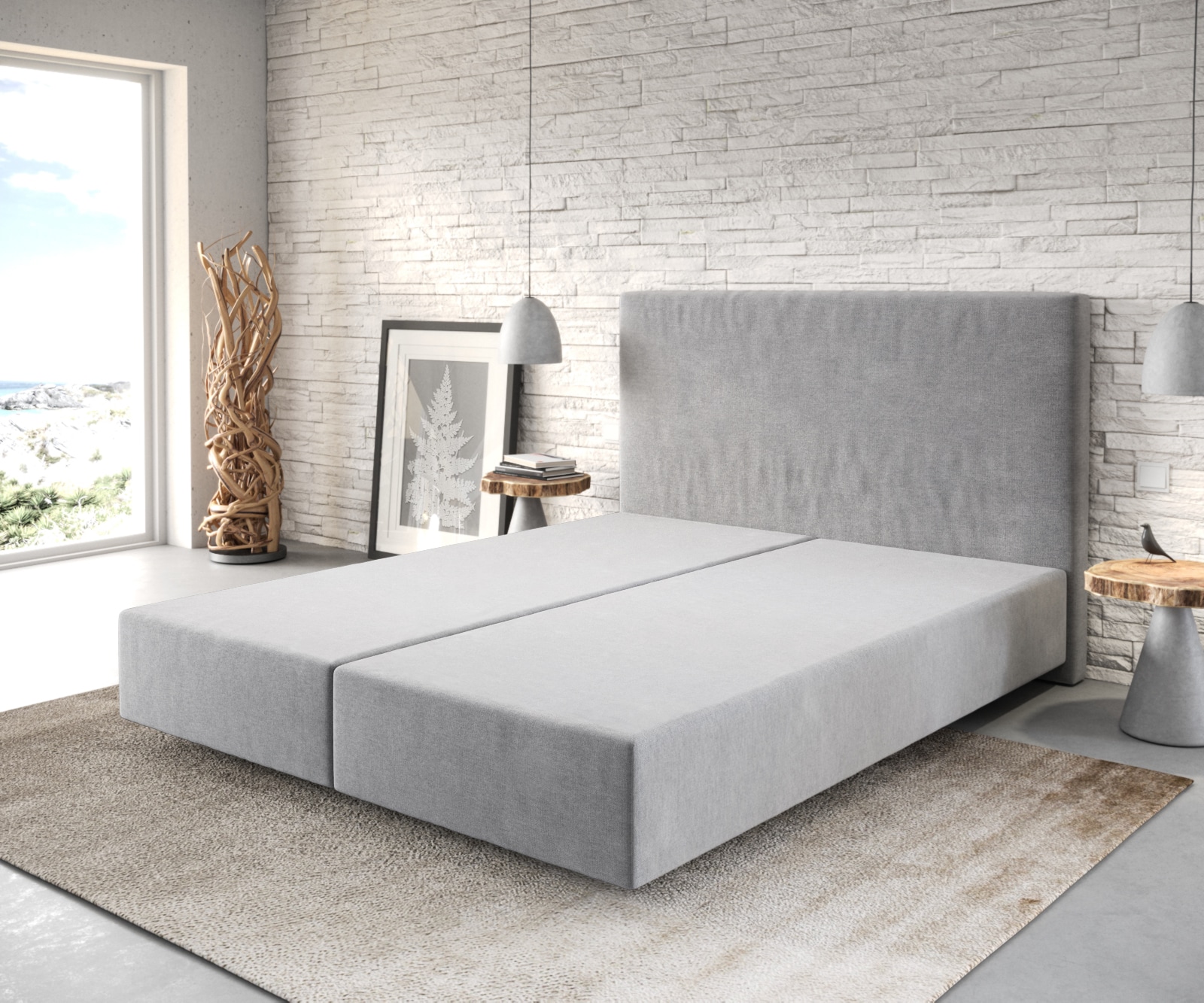 Boxspringgestell Dream-Well 160x200 cm Mikrofaser Grau 1