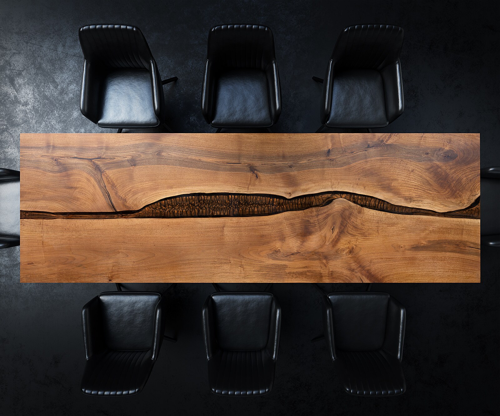 Tischplatte Walnuss Natur 300 cm Epoxid Metallic-Braun Unikat Nr. 32291 1