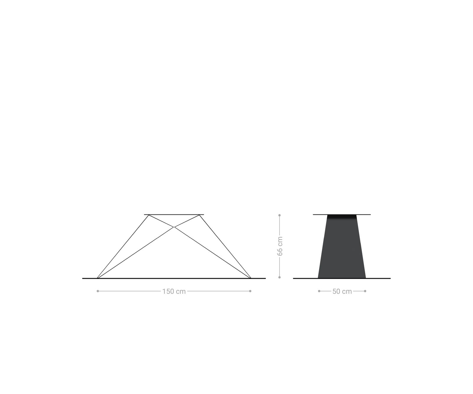 V-Gestell Flachstahl Metall Schwarz für Ausziehtische von 180-300 cm 2