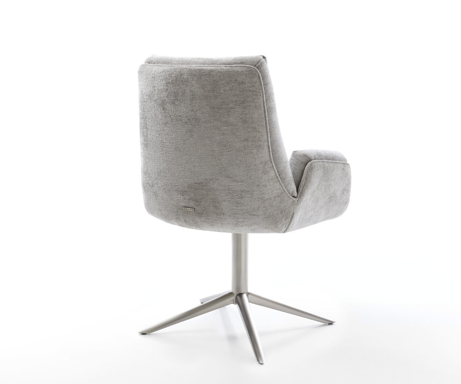 Drehstuhl Clea-Flex Chenille Silbergrau Fußkreuz Edelstahl 360° drehbar Wippfunktion 5