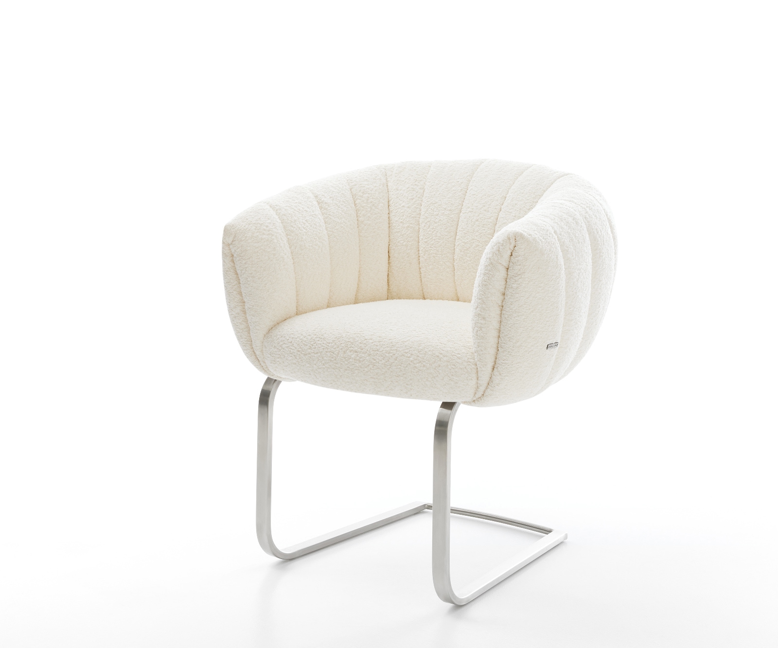Freischwinger Jada-Flex Bouclé Weiß Freischwinger flach Edelstahl Taschenfederkern