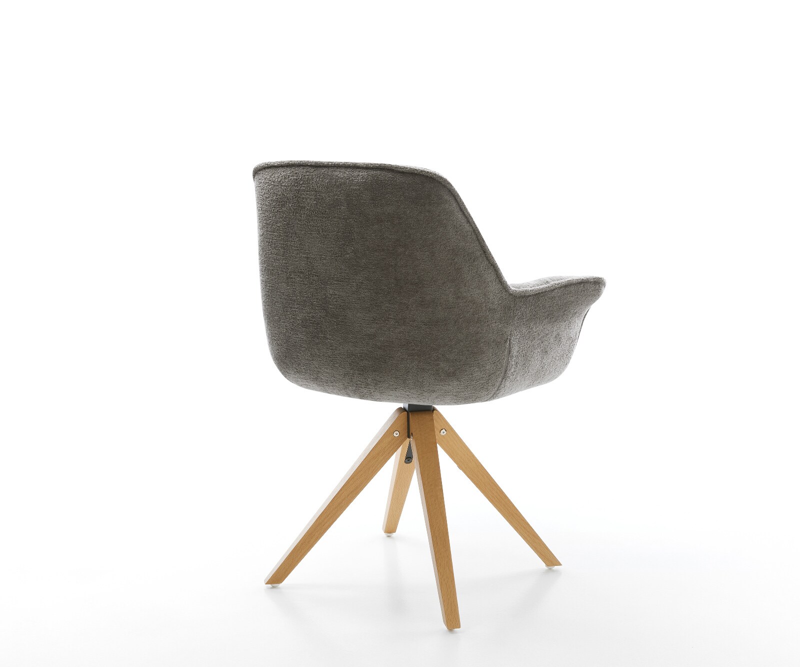 Drehstuhl Kaira-Flex Bouclé Soft Schlamm Holzgestell kantig Natur 180° drehbar 5