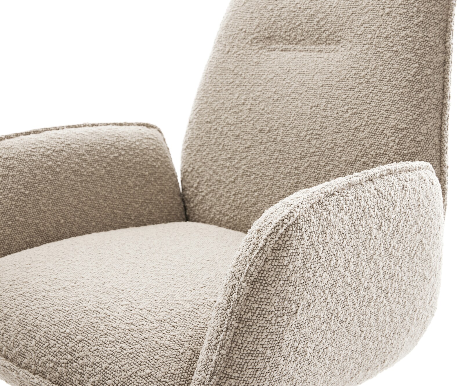 Drehstuhl Zoa-Flex Bouclé Schlamm Kreuzgestell breit Schwarz 360° drehbar Wippfunktion Taschenfederkern 3