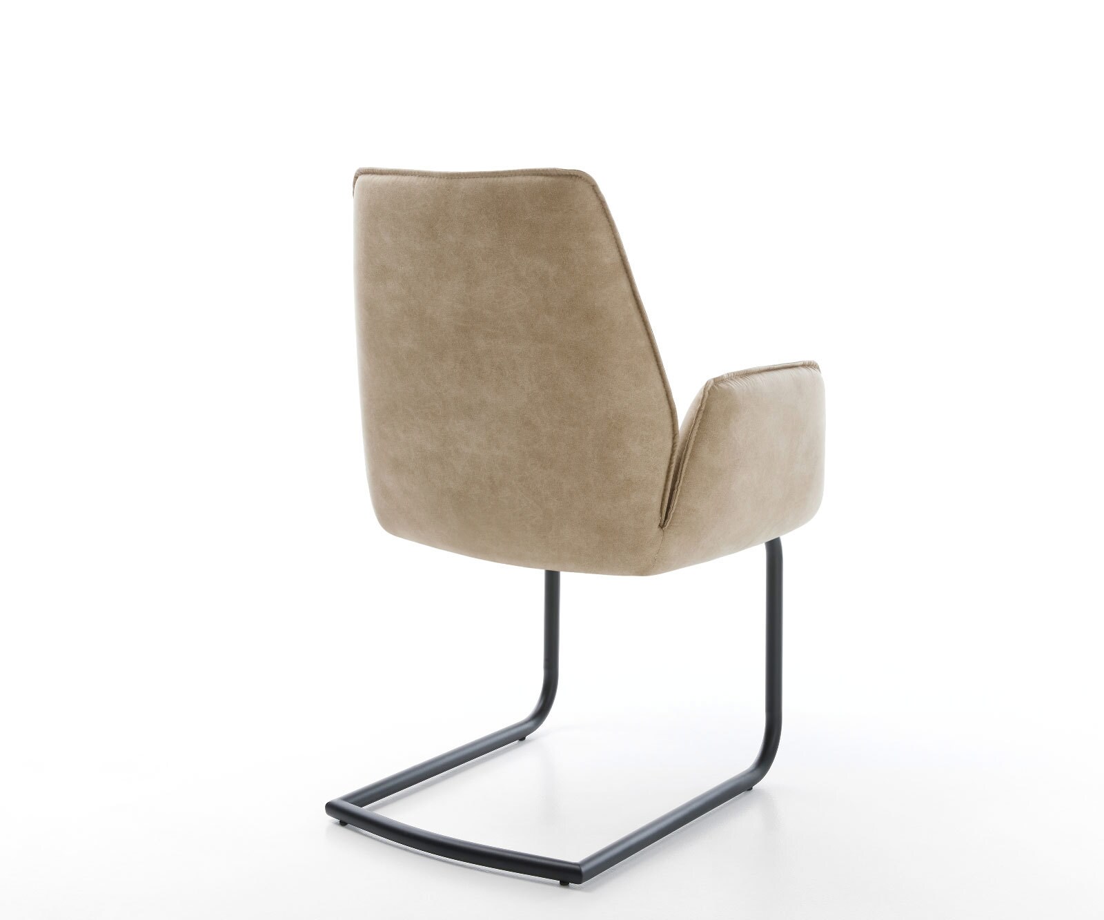 Freischwinger Zoa-Flex Mikrofaser Beige Vintage Freischwinger rund Schwarz Taschenfederkern 4