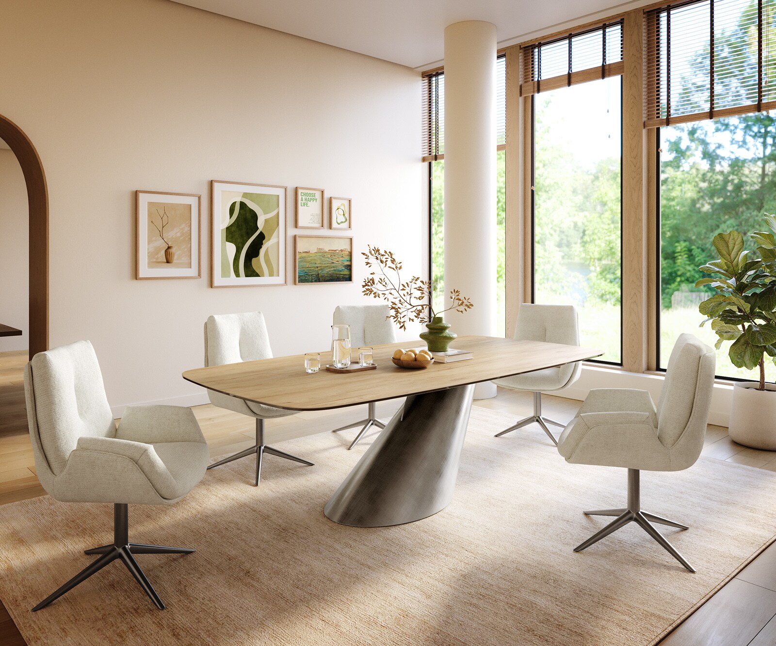 Esstisch Edge Boot 240x120 cm Keramik Laminam® Sabbia Eichefarbig Cono Metallic Silber 6