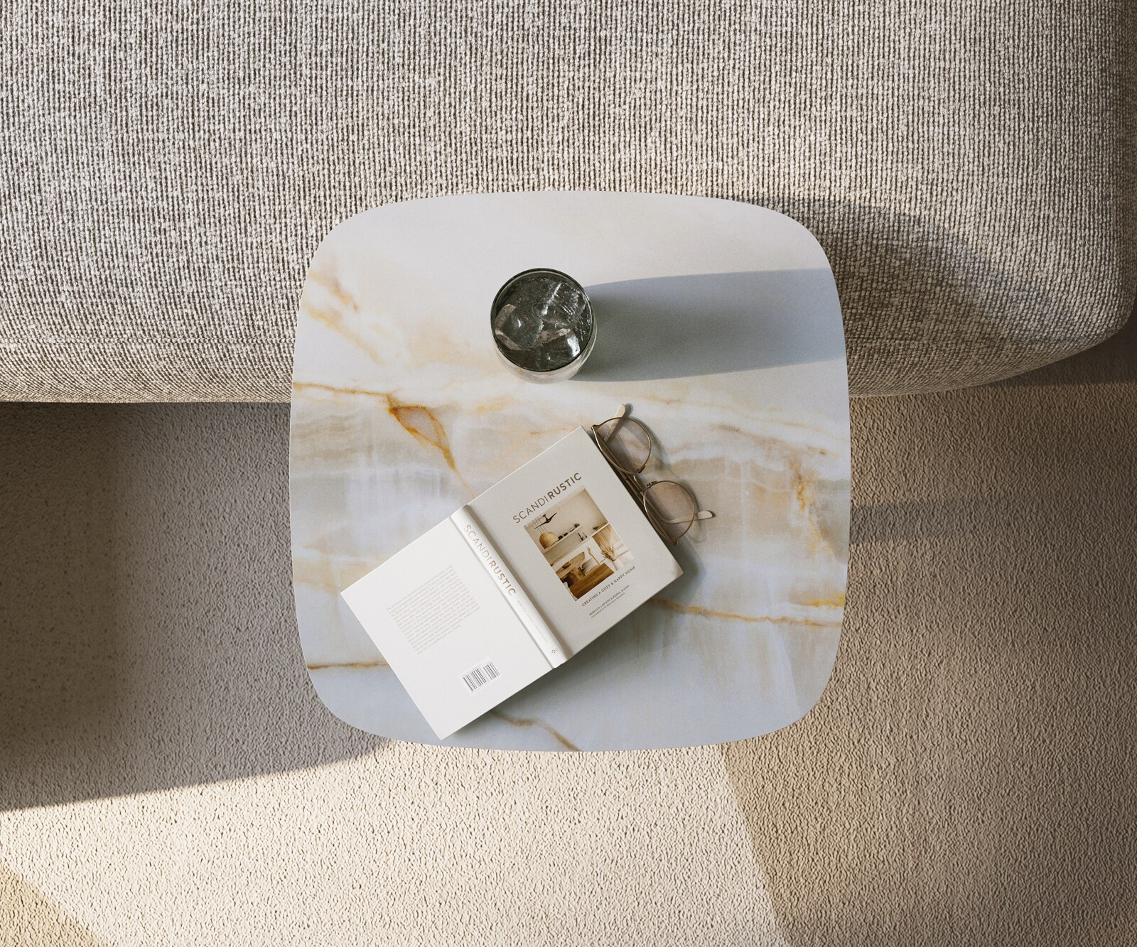 Beistelltisch Edge Boot 50x50 cm Keramik Onyx Pearl Eleny Edelstahl gebürstet 4