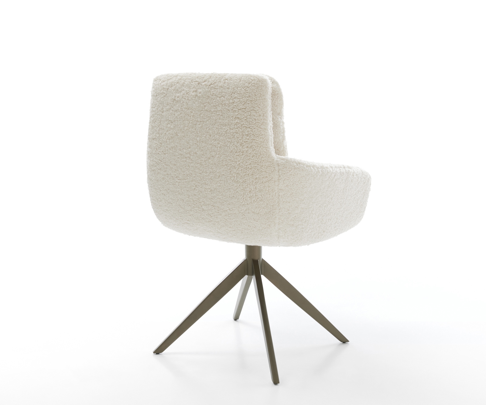 Drehstuhl Abelia-Flex mit Armlehnen Teddystoff Beige Kreuzgestell breit Effektfinish Titan 360° drehbar Wippfunktion 4