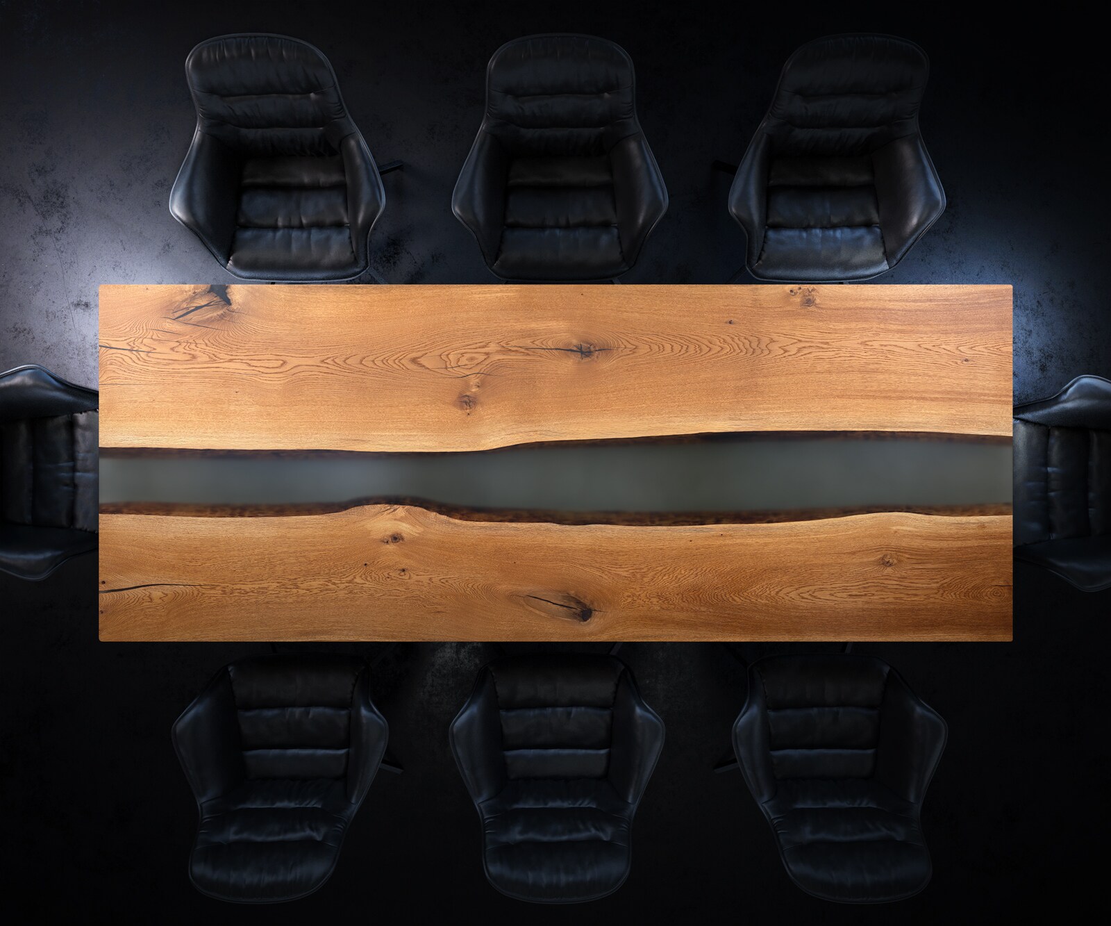 Tischplatte Eiche Natur 260 cm Epoxid milchig Transparent Unikat Nr. 32310 1