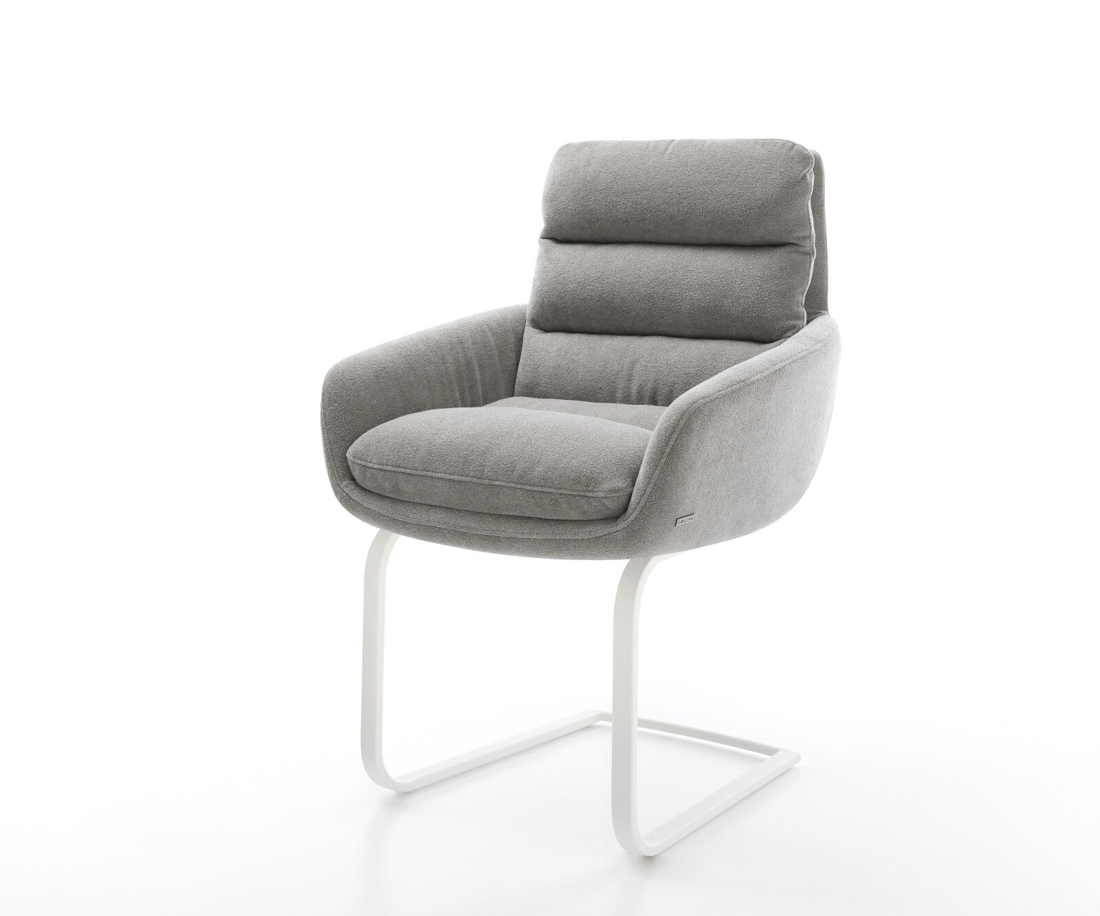 Freischwinger Abelia-Flex mit Armlehnen Strukturstoff Soft Grau Freischwinger flach Weiß