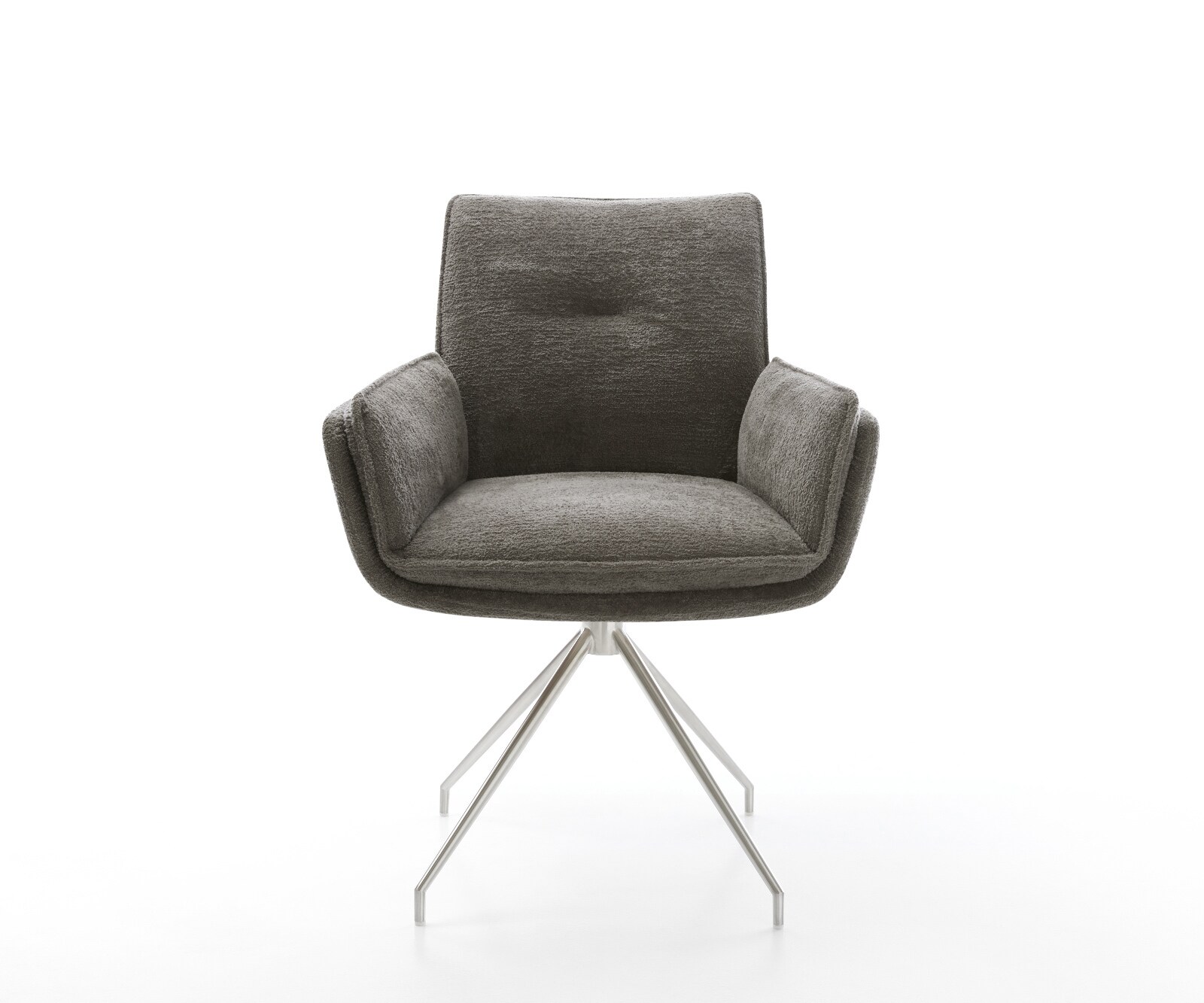 Esszimmerstuhl Nela-Flex Bouclé Soft Schlamm Kreuzgestell konisch Edelstahl 2