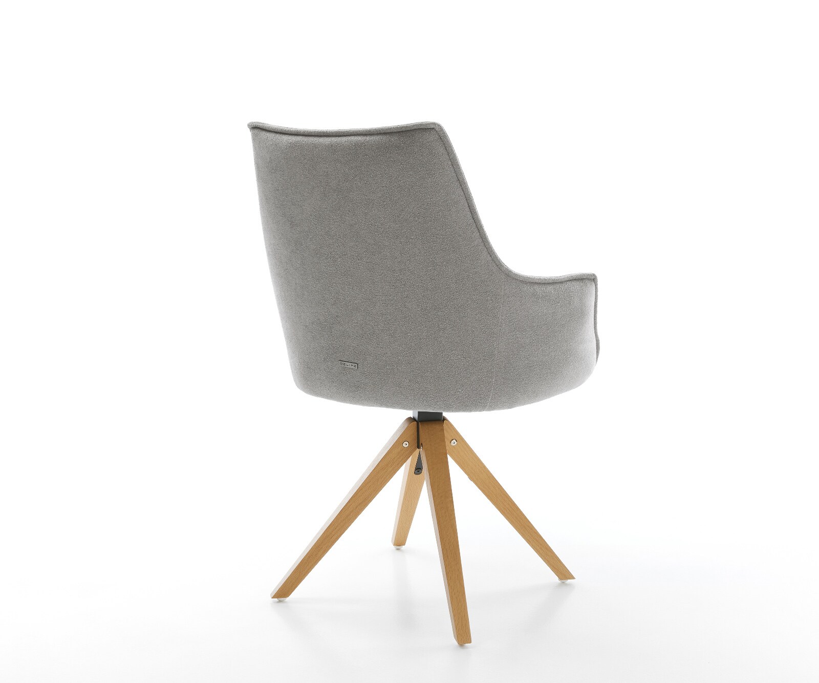 Drehstuhl Alja-Flex mit Armlehnen Strukturstoff Soft Grau Holzgestell kantig Natur 180° drehbar Taschenfederkern 4